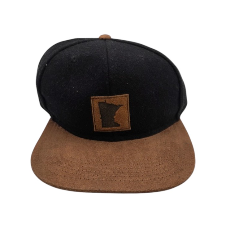Minmesota Cirque Snapback Adjustable Hat Brown Suede And Black Crown