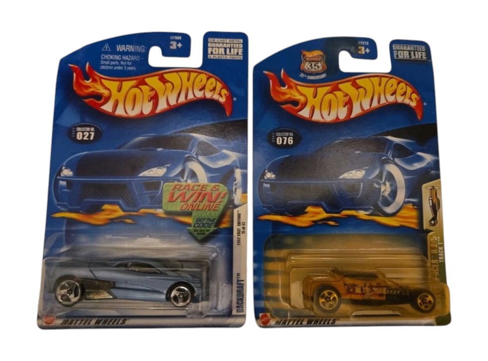 Hot Wheels Lot of 2 Collectibles 2002 Blue Backdraft & Track T Flying Aces II