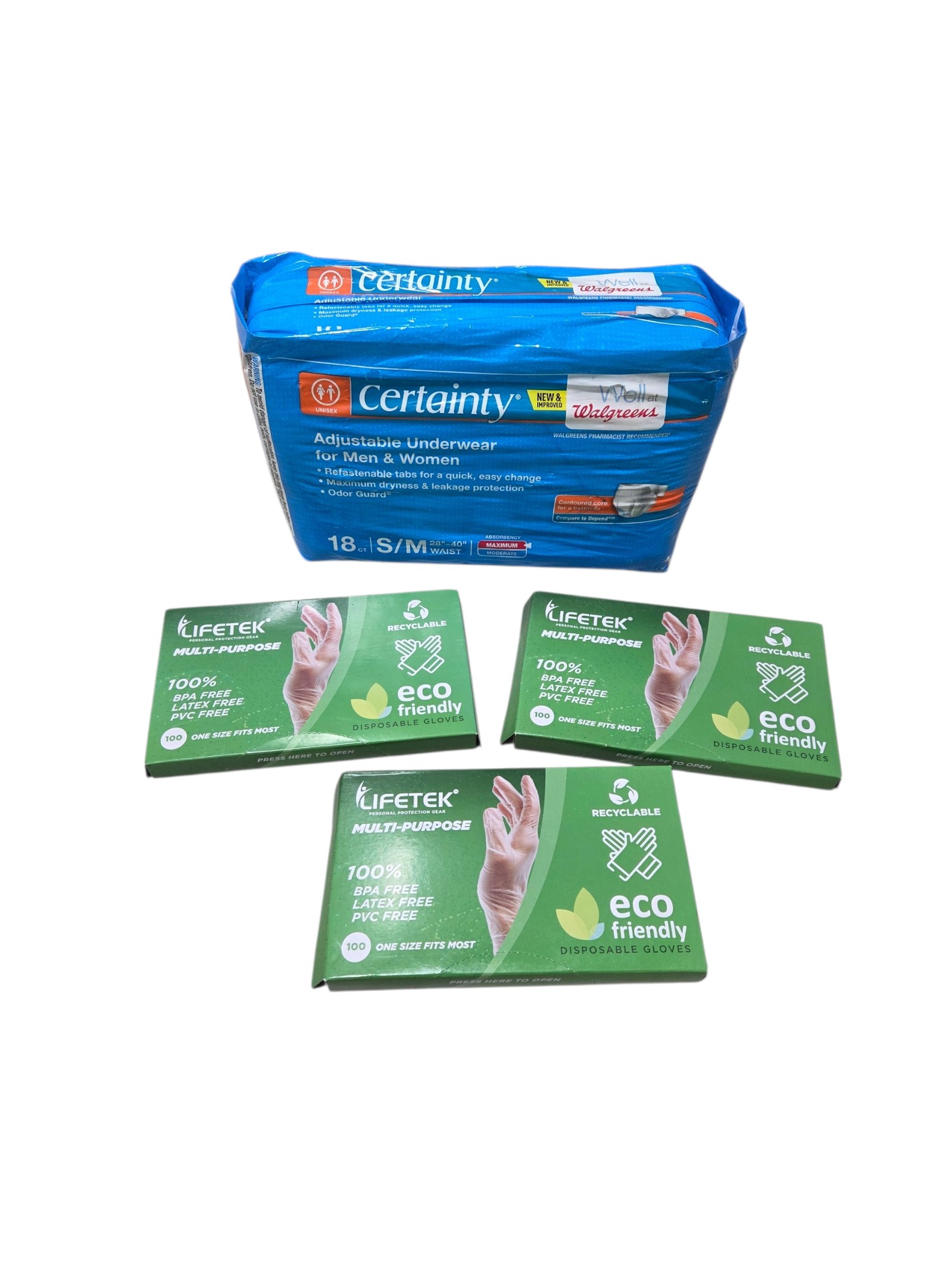 Certainty Womens Disposable Underwear & Lifetek Disposable Gloves Lot