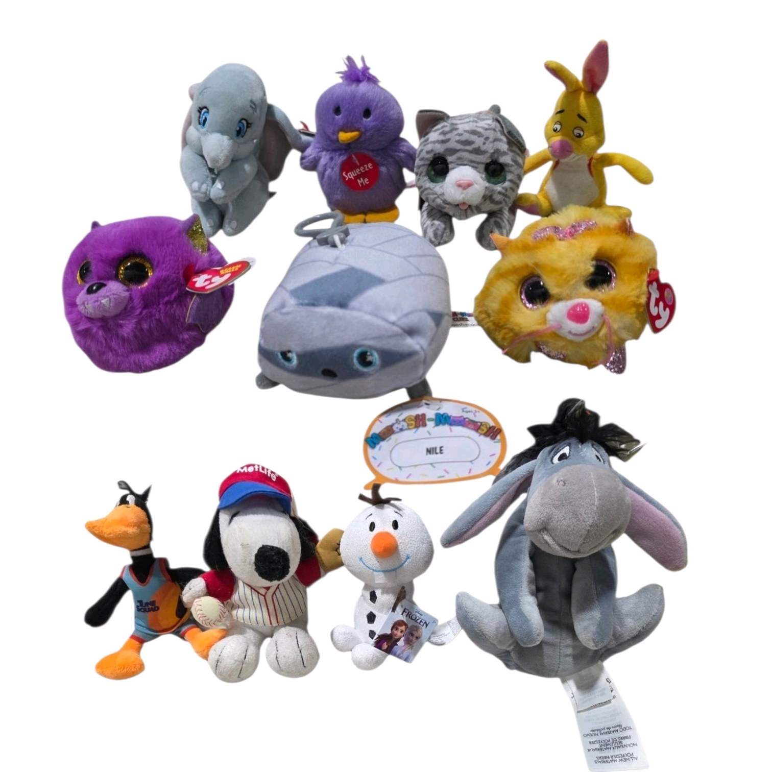 Large Mixed Plush Toy Lot  TY Beanie Boos, Snoopy, Eeyore, Olaf, Disney & More
