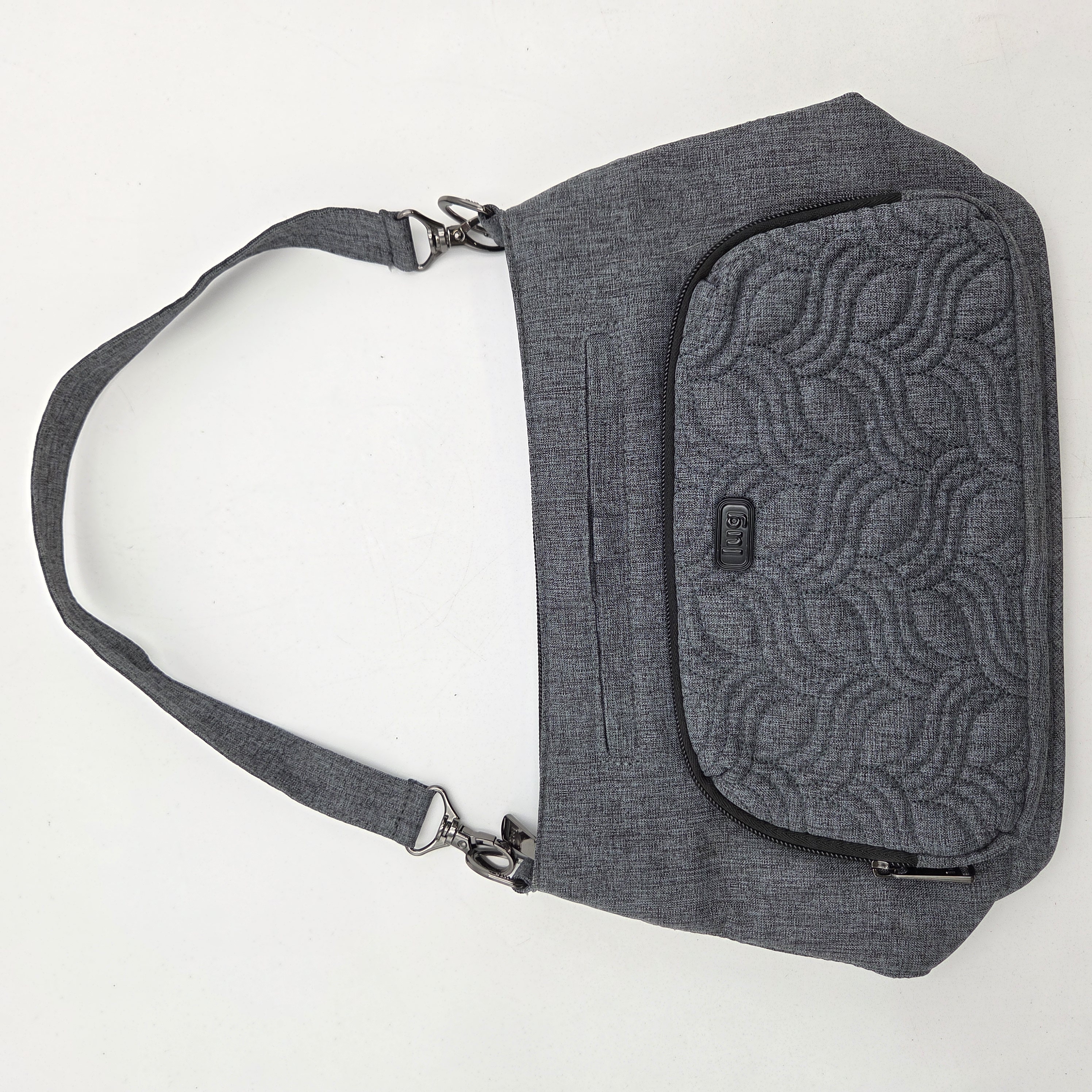 Lug Samba Shoulder Bag RFID Protected Multi Pocket Travel Purse Heather Gray