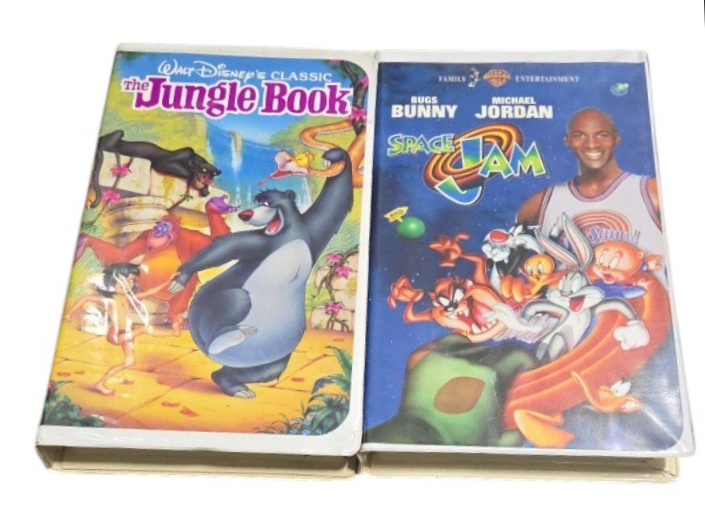 Lot of 2 VHS Movies  Disney Jungle Book & Space Jam Michael Jordan Bugs Bunny