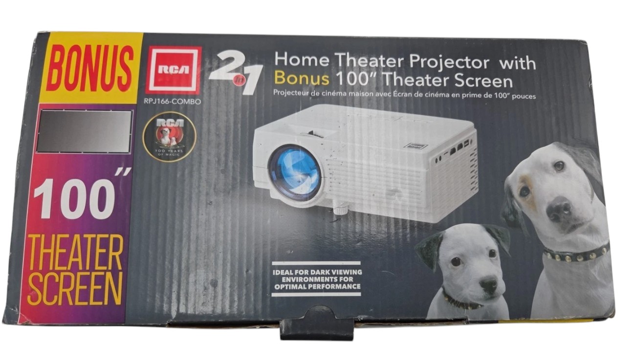 RCA 480P LCD Home Theater Projector RPJ16 100 Screen-Open Box