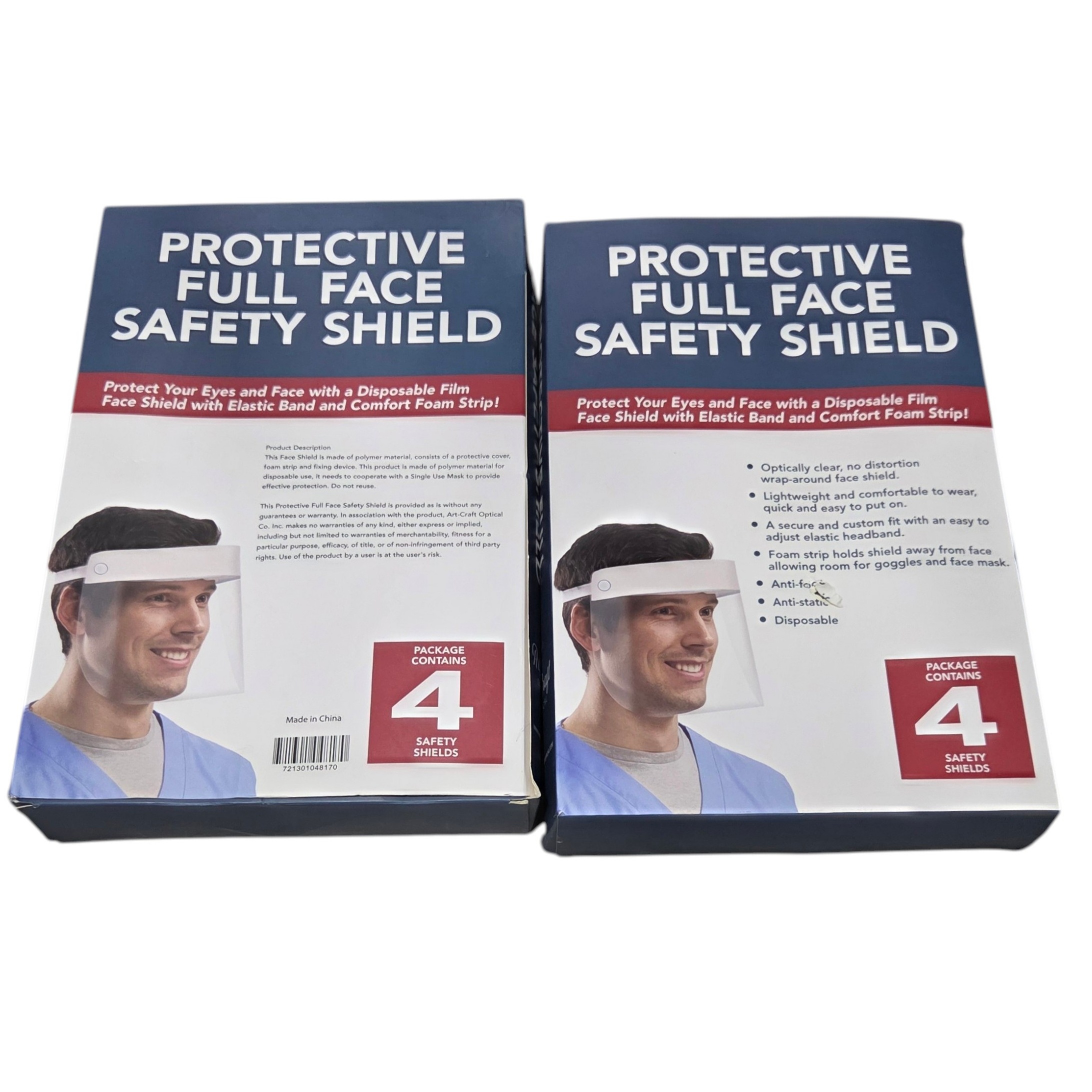 2 Boxes Protective Full Face Safety Shields - 8 Total Shields