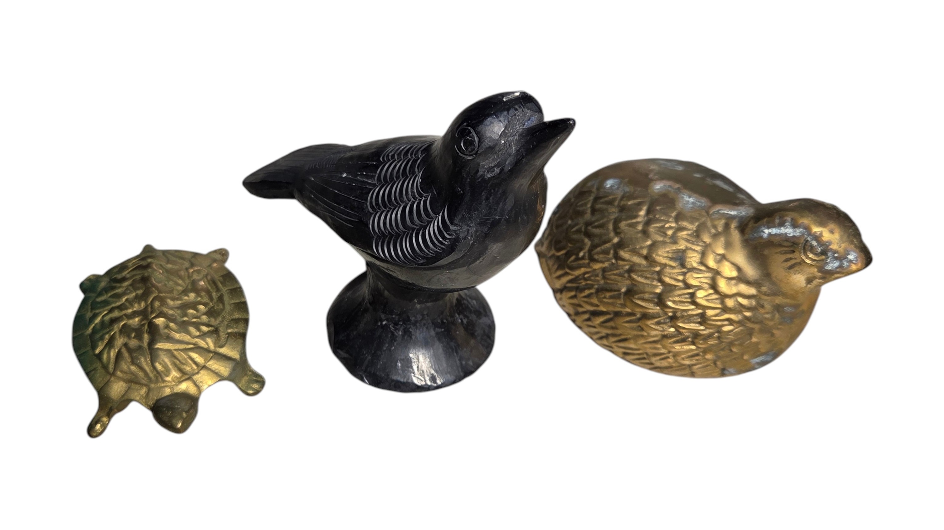 Small Metal Animal Figurines - Bird, Turtle & Quail Decor