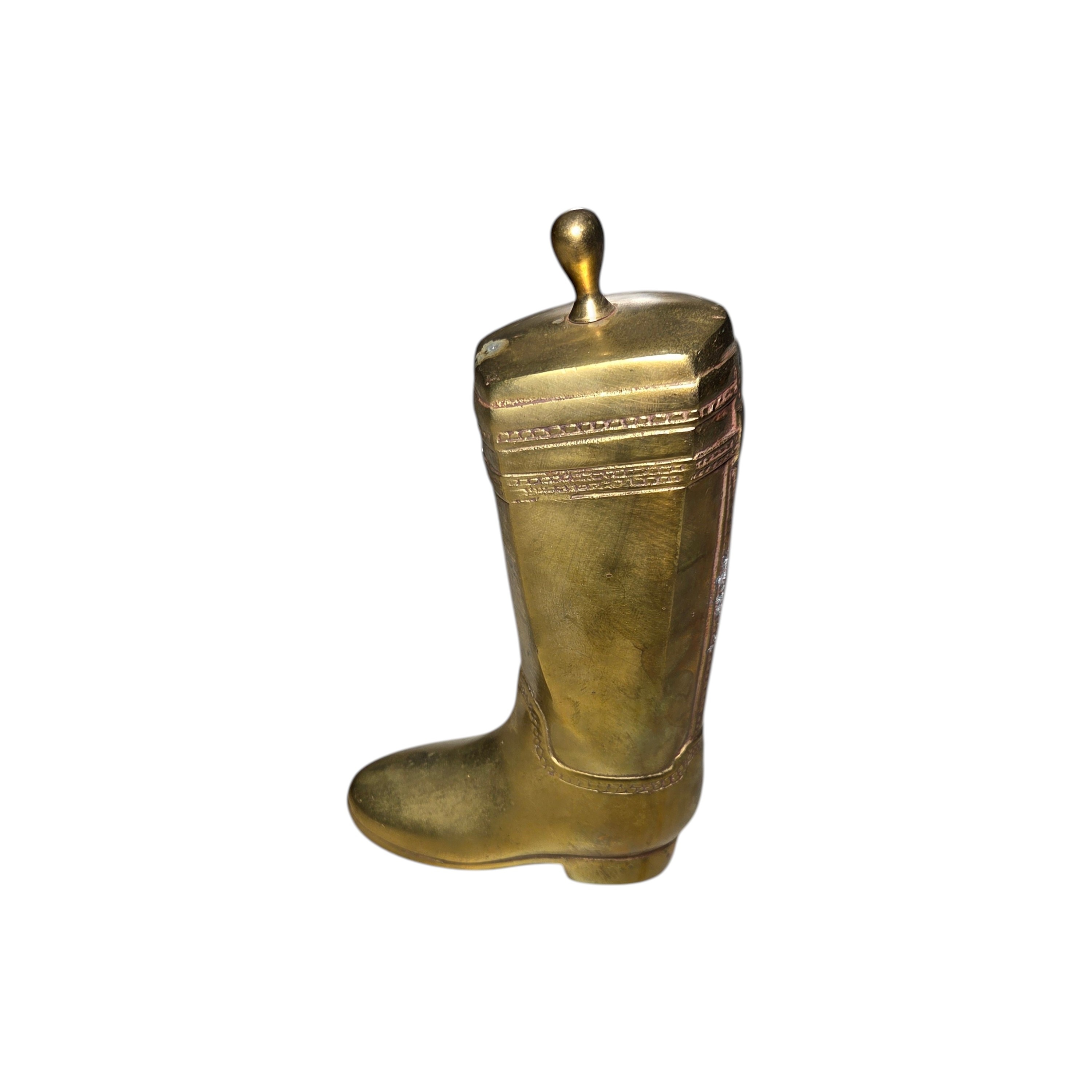 Vintage Brass Boot-Shaped Lidded Container  Decor