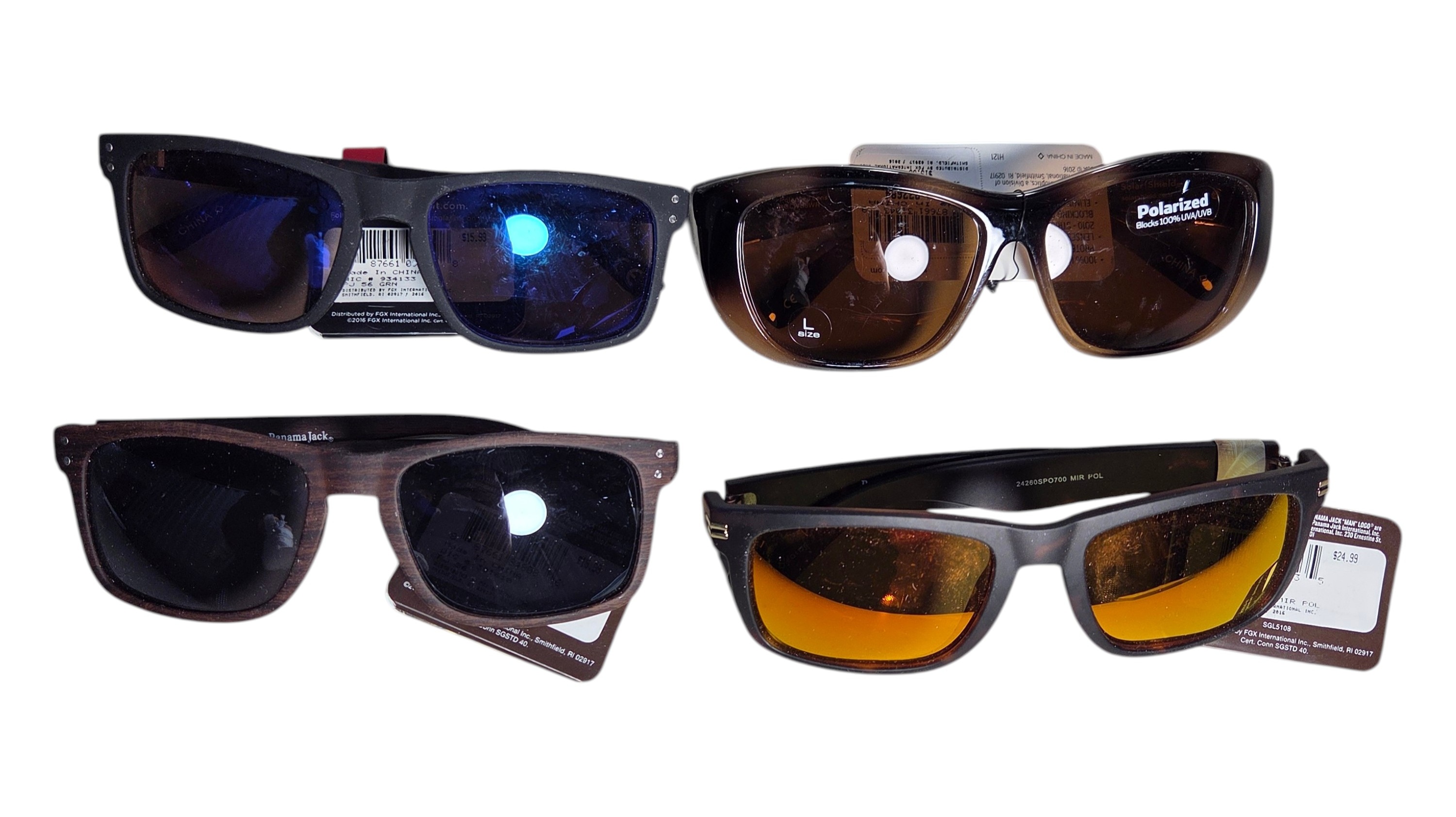 Lot of 4 Sunglasses - Foster Grant, Panama Jack & Solar Shield Polarized Fit Over
