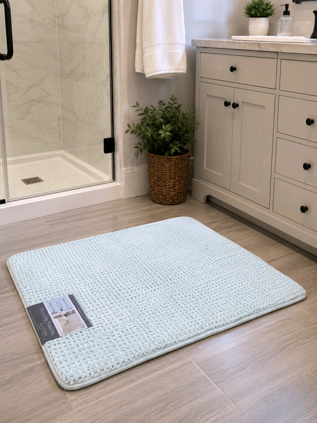 Mineral Spring Luxury Cotton Memory Foam Bathmat 24 x 36 Light Blue