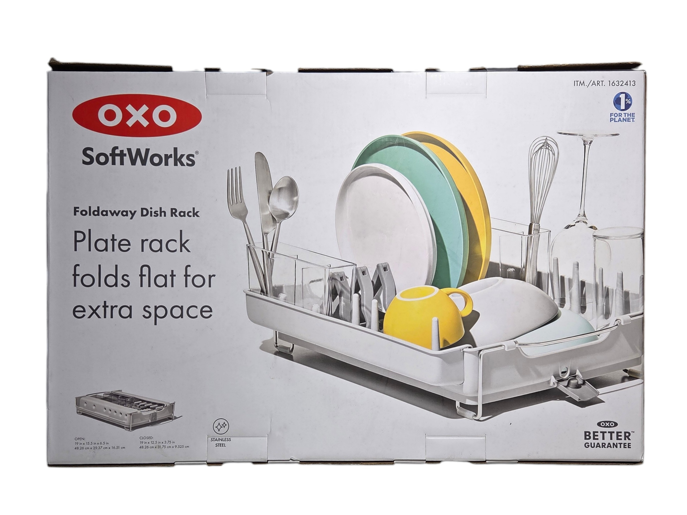 OXO SoftWorks Foldaway Dish Rack Stainless Steel Compact Kitchen Drying Rack