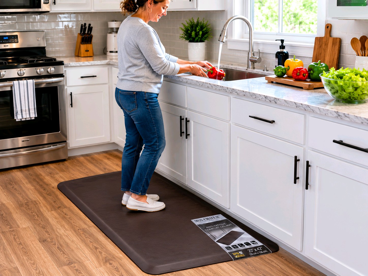 Mon Chateau Anti-Fatigue Comfort Gel Mat 20 x 42 Brown