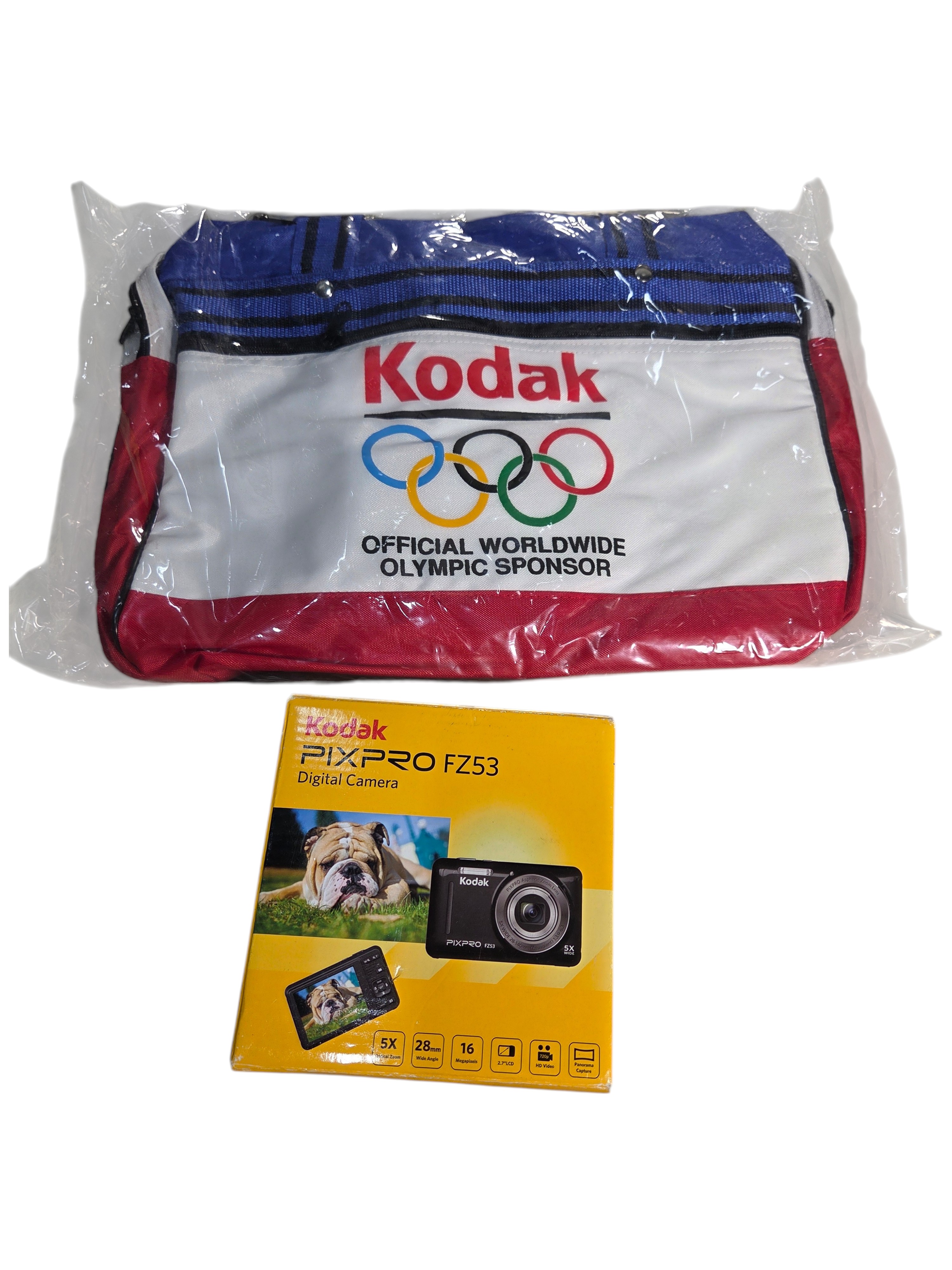 Kodak PIXPRO FZ53 Digital Camera With Box, Charger, Manual, Case & Olympic Sponsor Bag