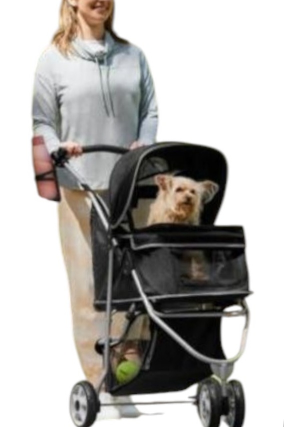 Frisco By Chewy Pet Stroller - Black Folding DogCat Carrier Stroller
