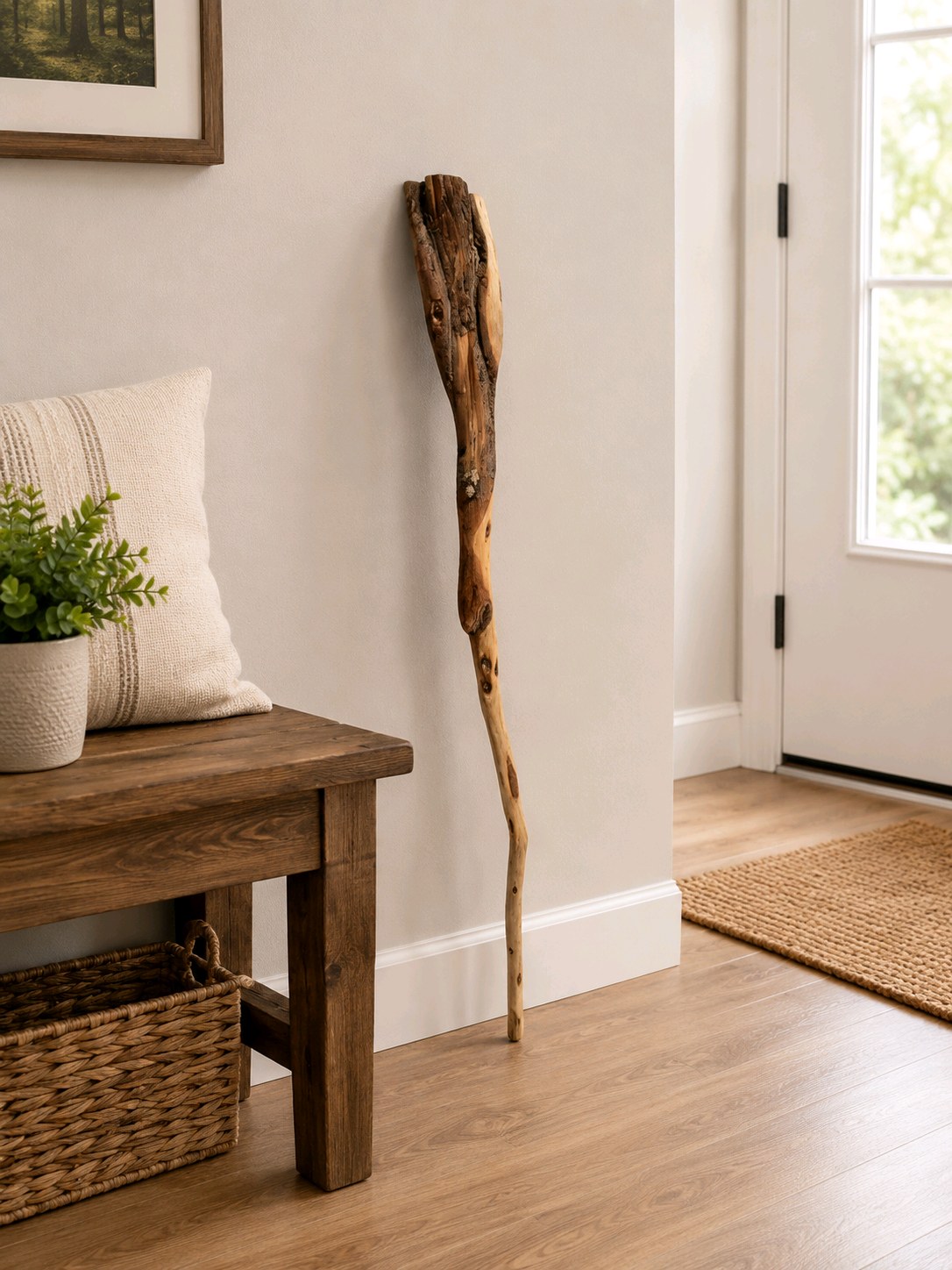 Natural Wood Walking Stick Cane - Approx. 43 Inch Rustic Branch Style