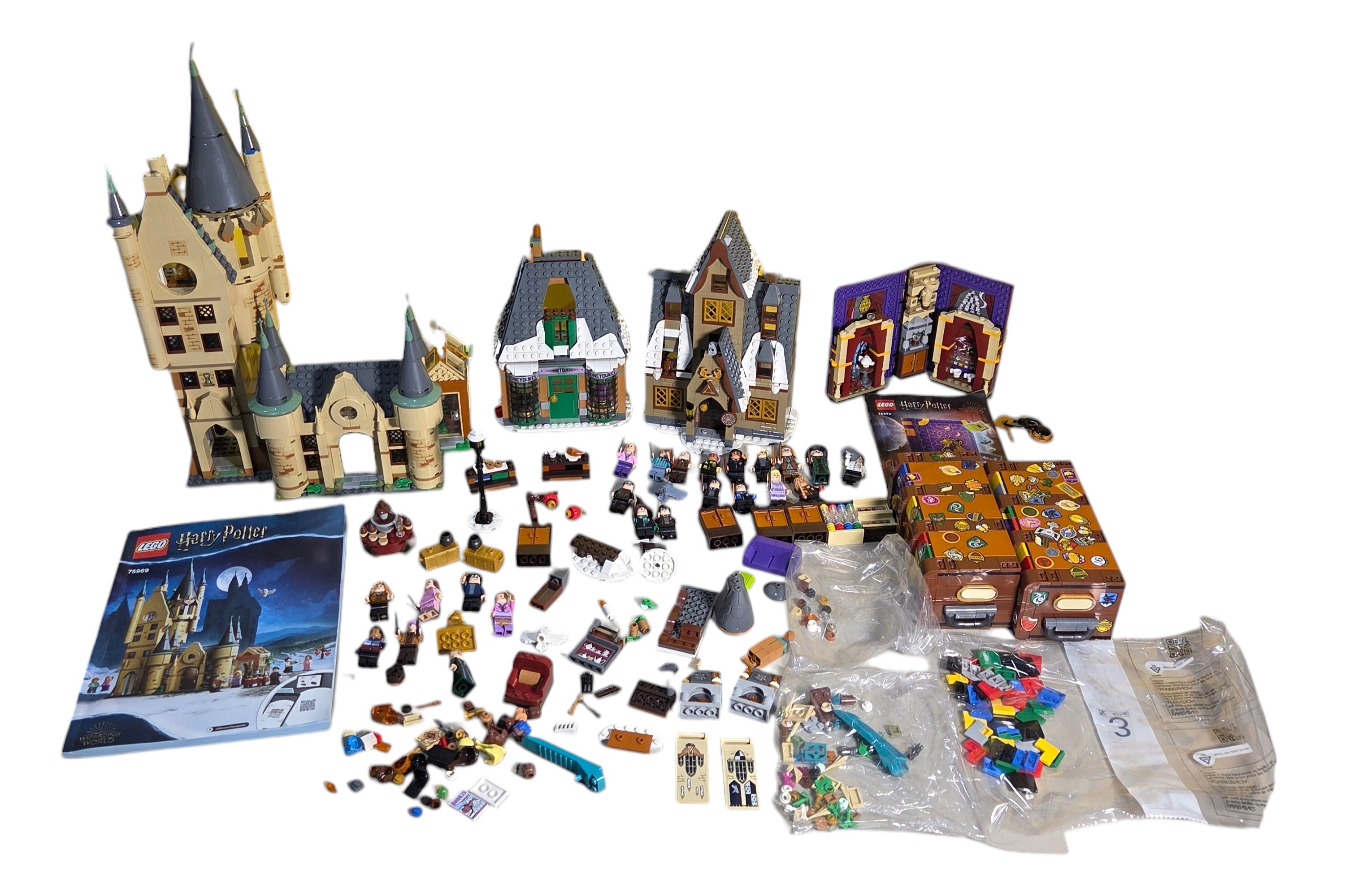 LEGO Harry Potter Hogwarts Castle & Village Lot  Set 75969, Set 76399, Minifigures, Manuals & Extra Pieces