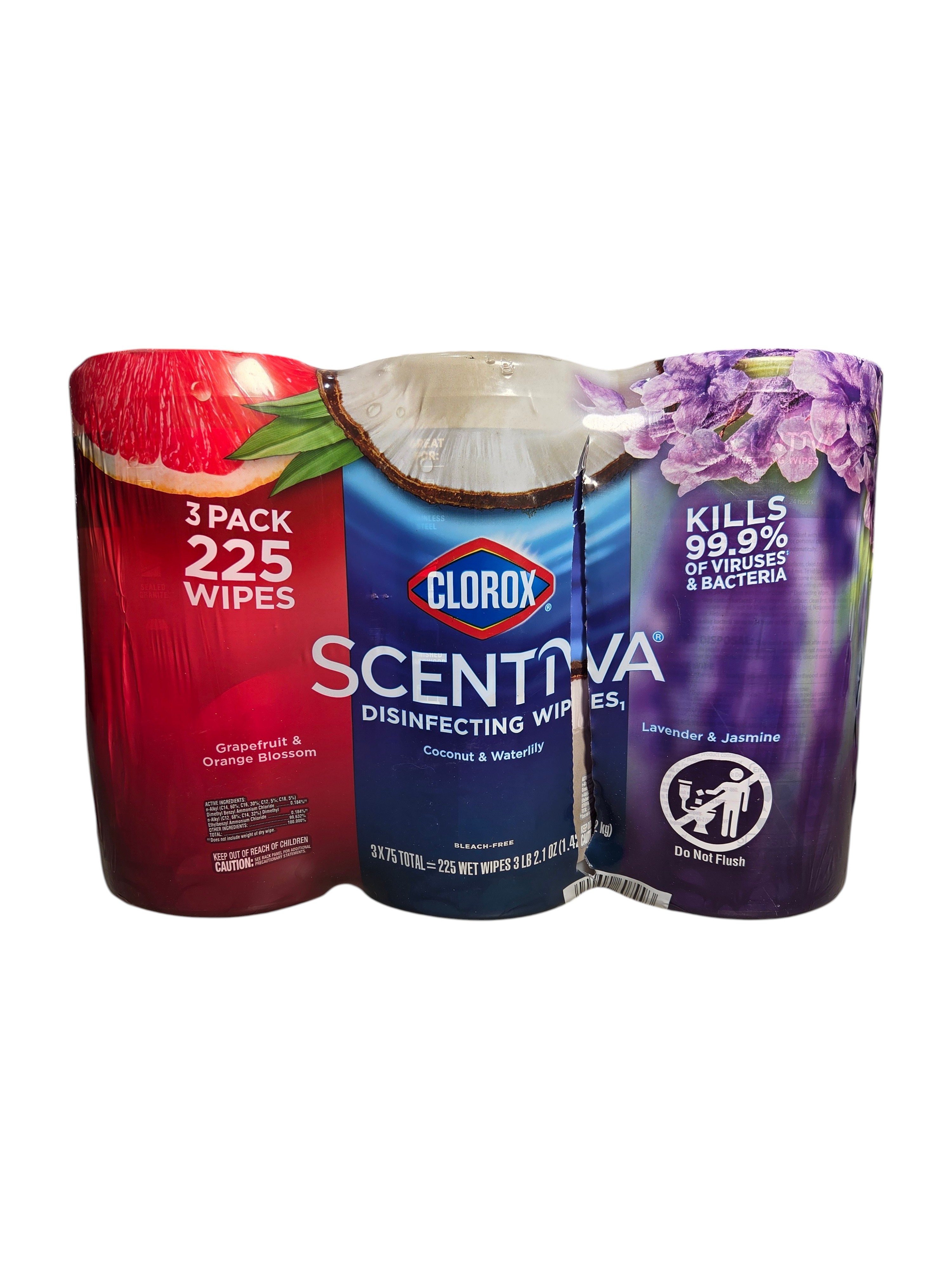 Clorox Scentiva Disinfecting Wipes 3 Pack  225 Total Wipes  Assorted Scents