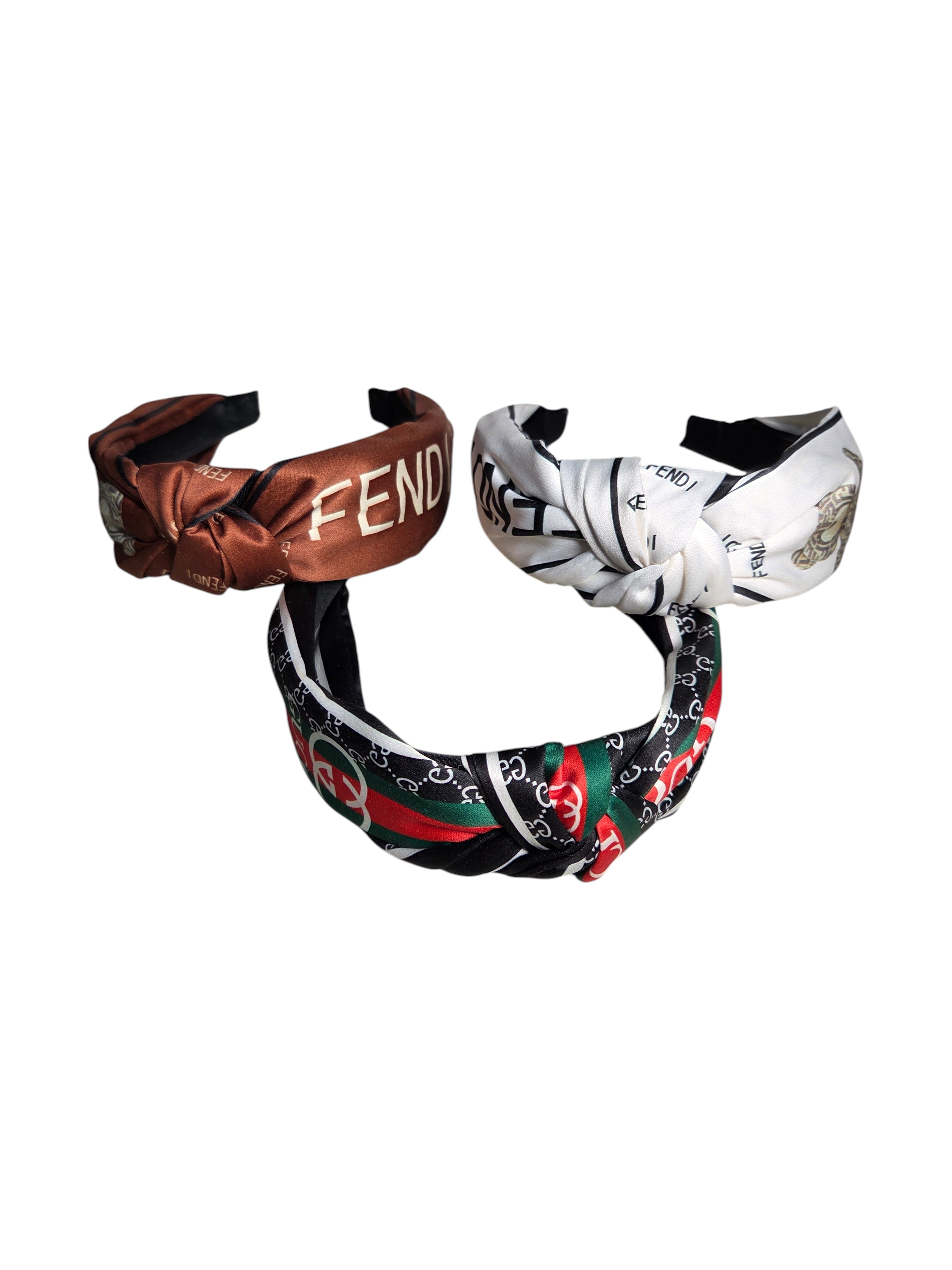 3 Fashion Knot Headbands  Designer-Style Logo Print Patterns