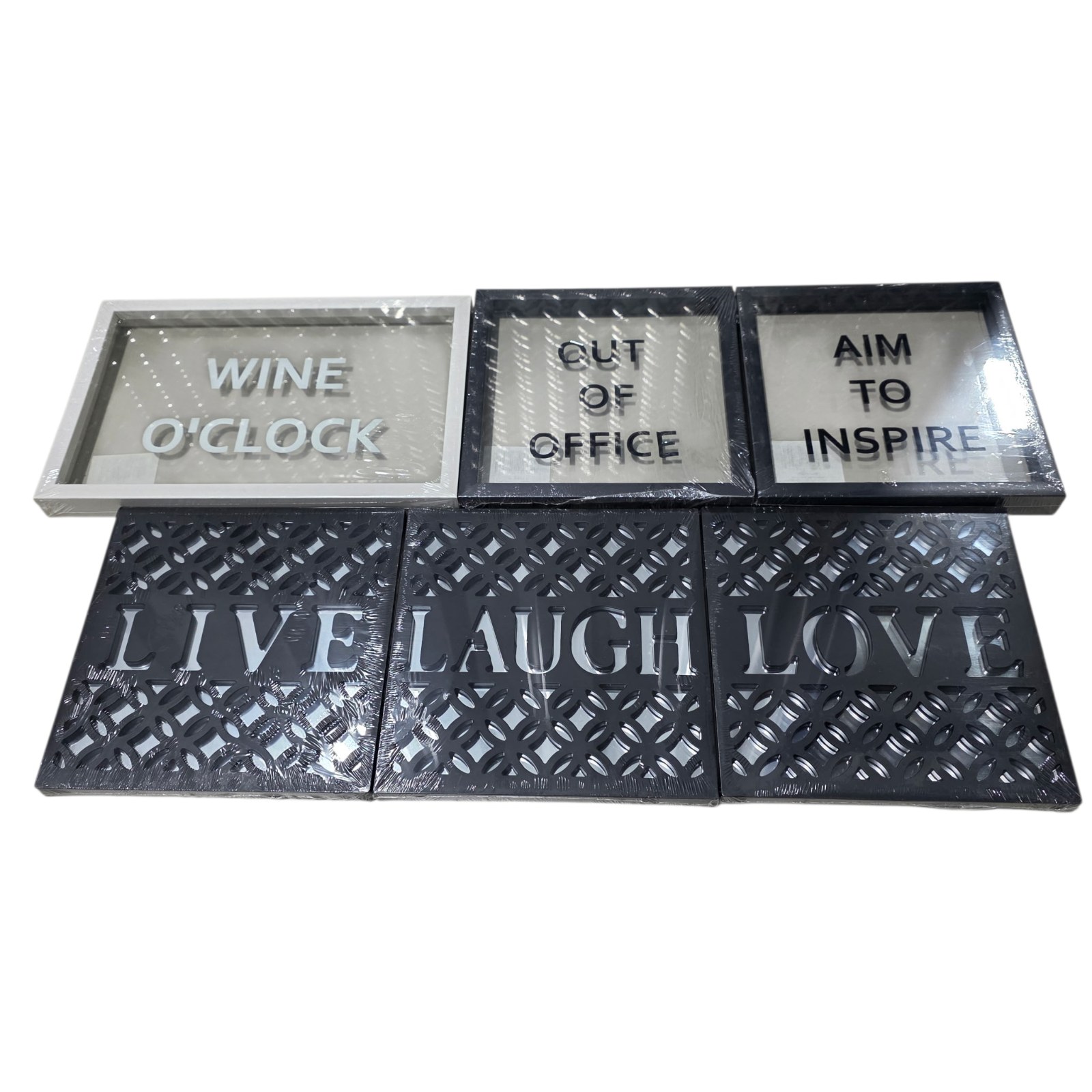 Decorative Wall Art Sign Lot  Live Laugh Love, Wine OClock, Out of Office