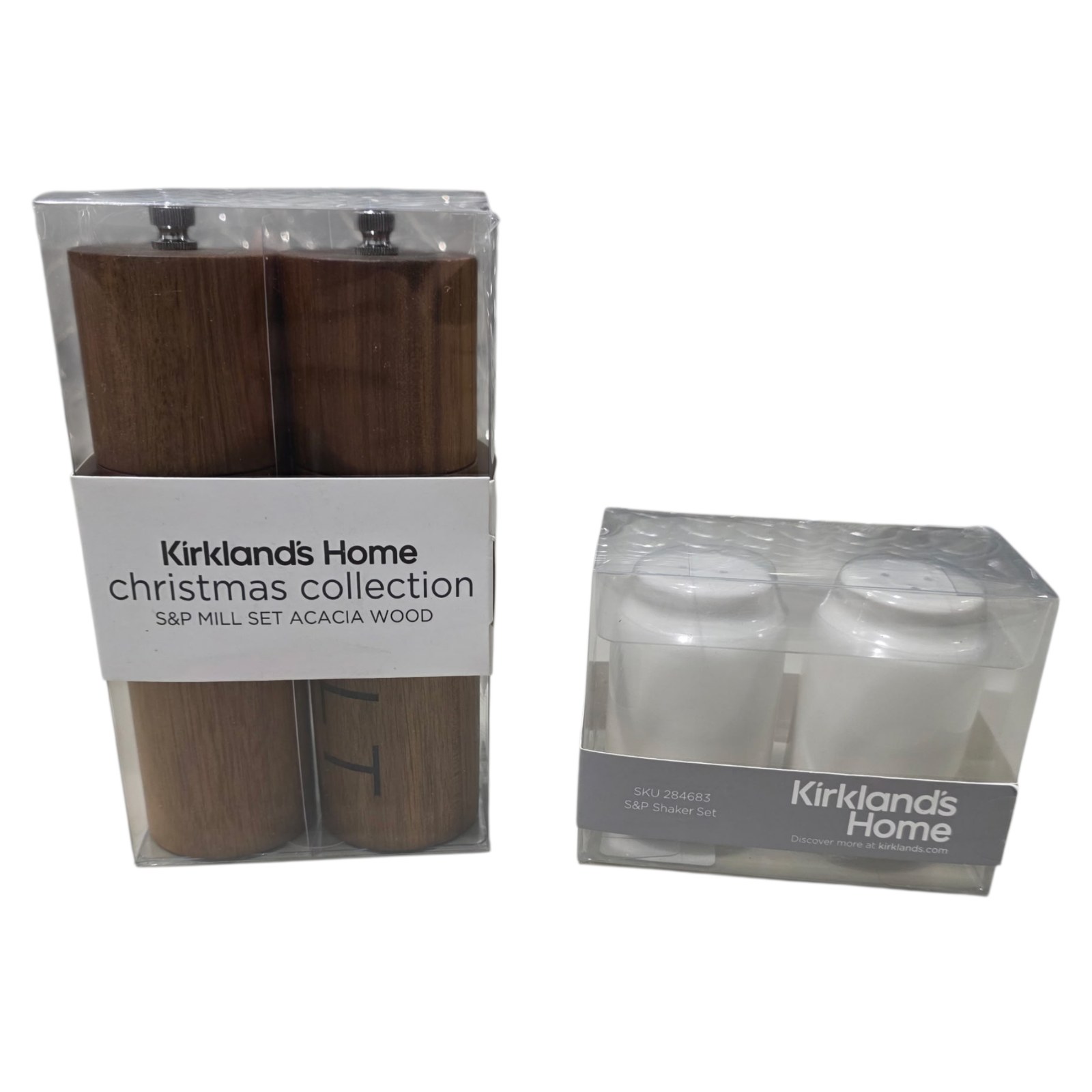 Kirklands Home Christmas Collection 3-Piece Acacia Wood Salt & Pepper Set