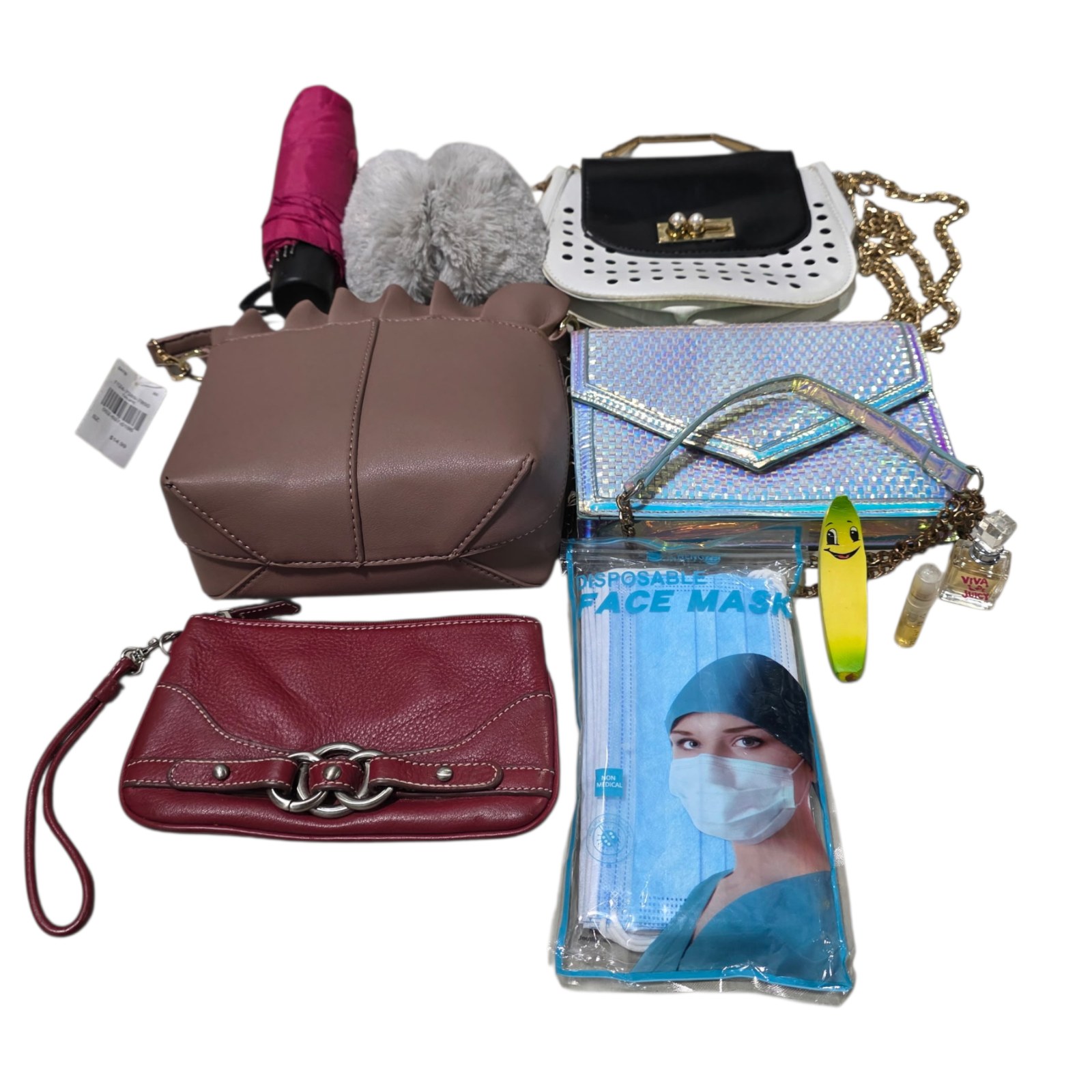 Mixed Purse, Clutch, Umbrella, Face Masks & Small Accessories Lot