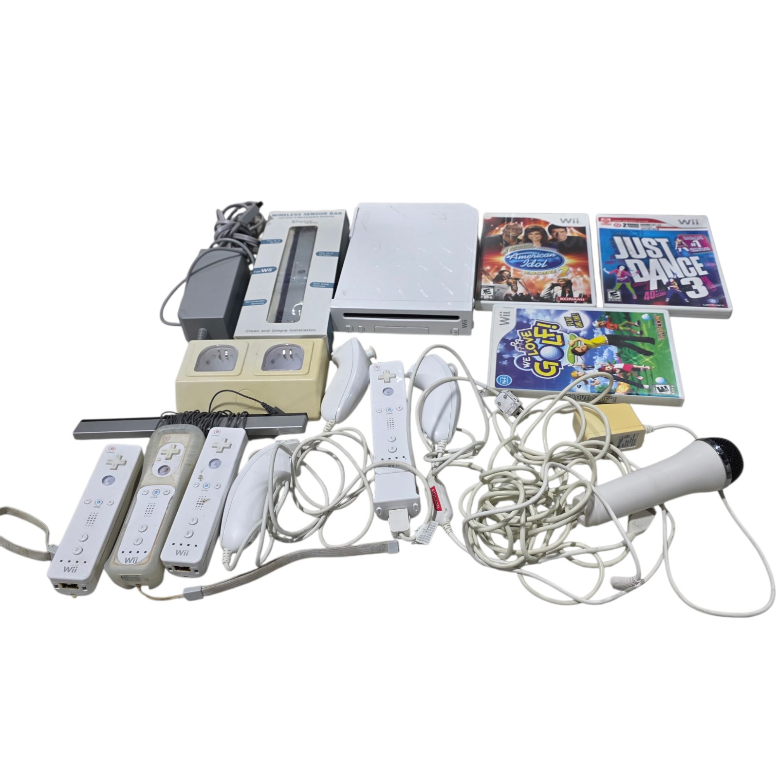 Nintendo Wii Console Bundle with Remotes, Nunchuks, Sensor Bar, Games & Accessories