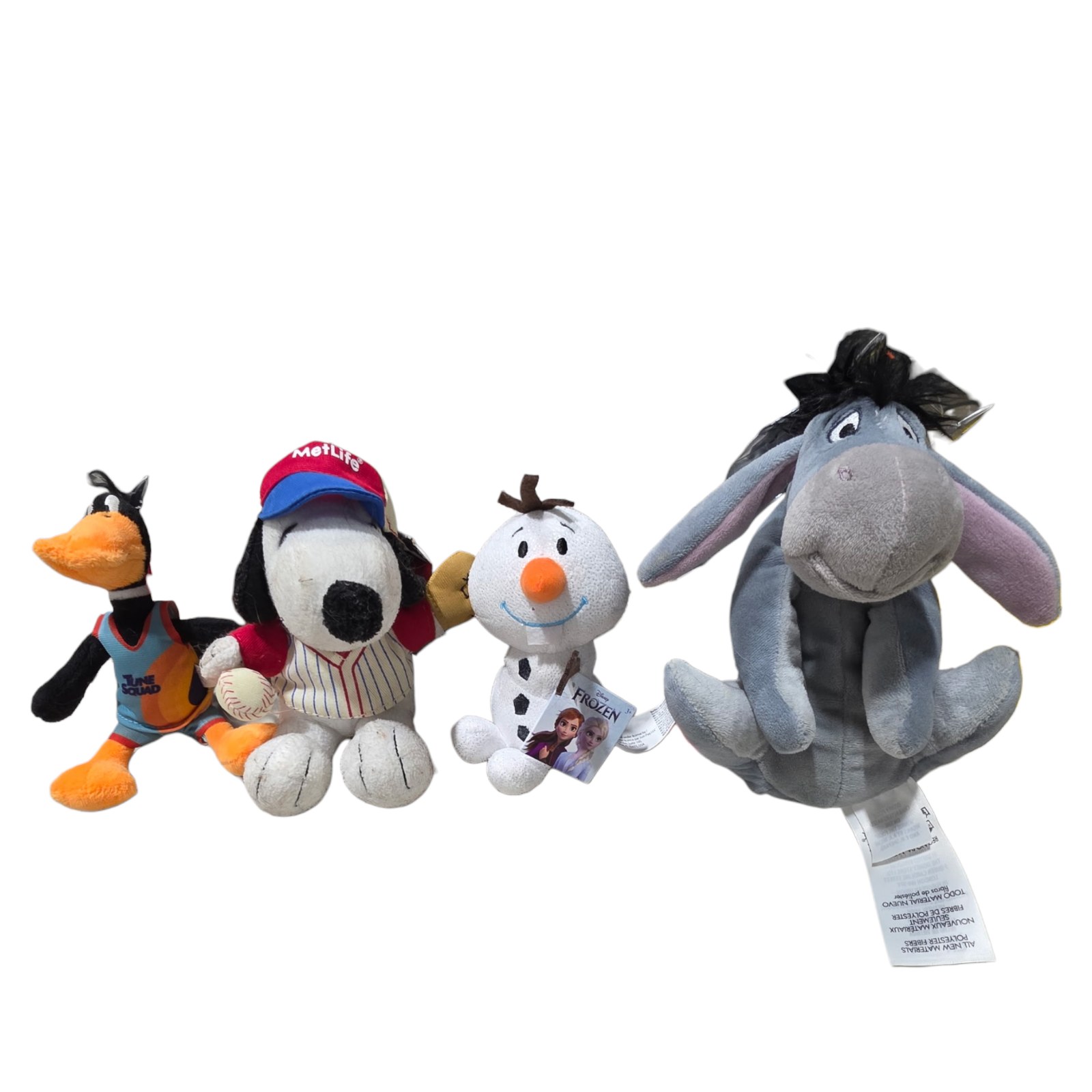 Mixed Character Plush Lot with Snoopy, Eeyore, Olaf & Disney Plush