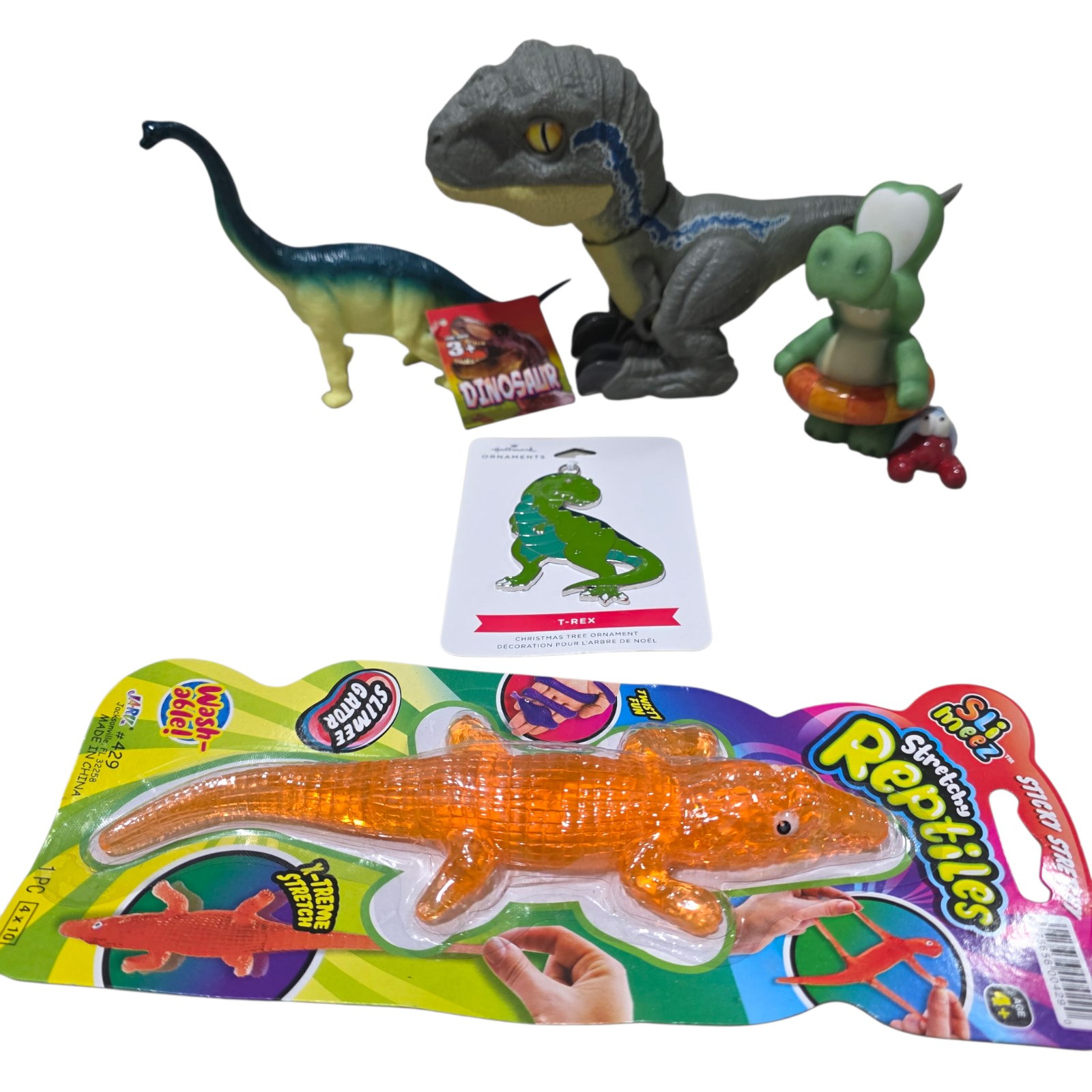 Dinosaur Toy Lot with Yoshi, T-Rex Ornament & Reptile Figures