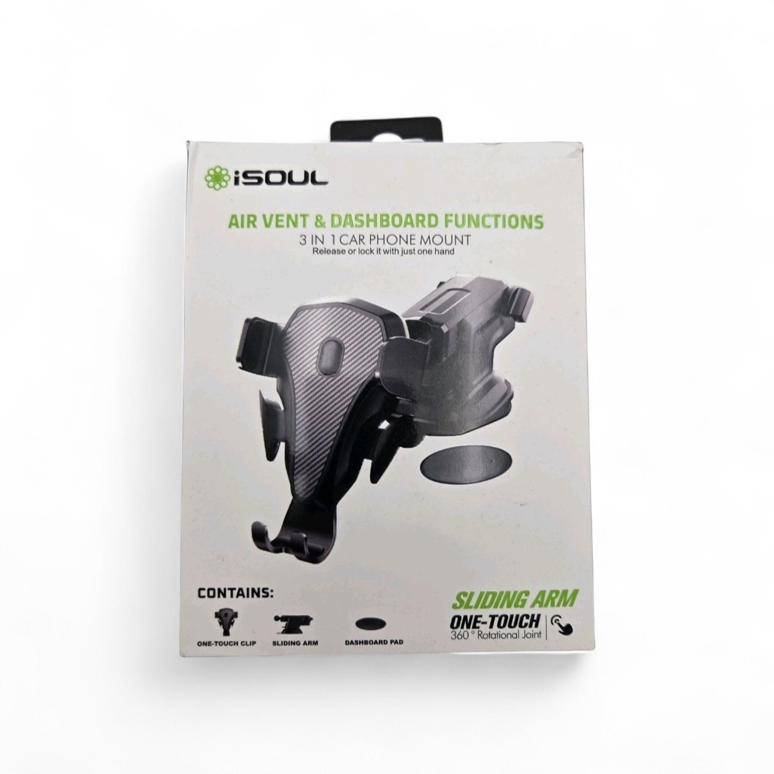 isoul 3 In 1 Car Phone Mount Air vents And Dashboard Functions 360