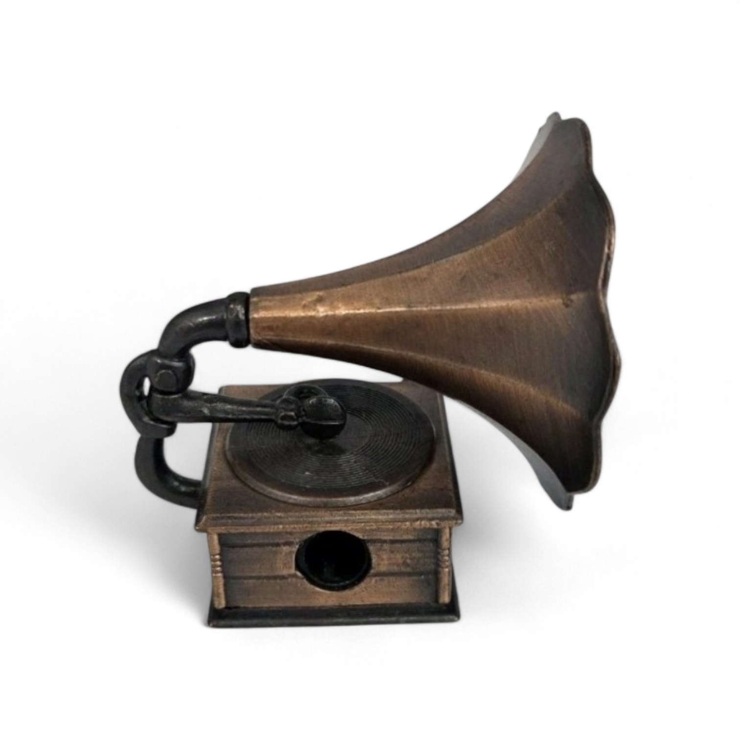 Vintage Die Cast Miniature Metal Pencil Sharpener Victrola Gramophone Phonograph Decorative Music Box