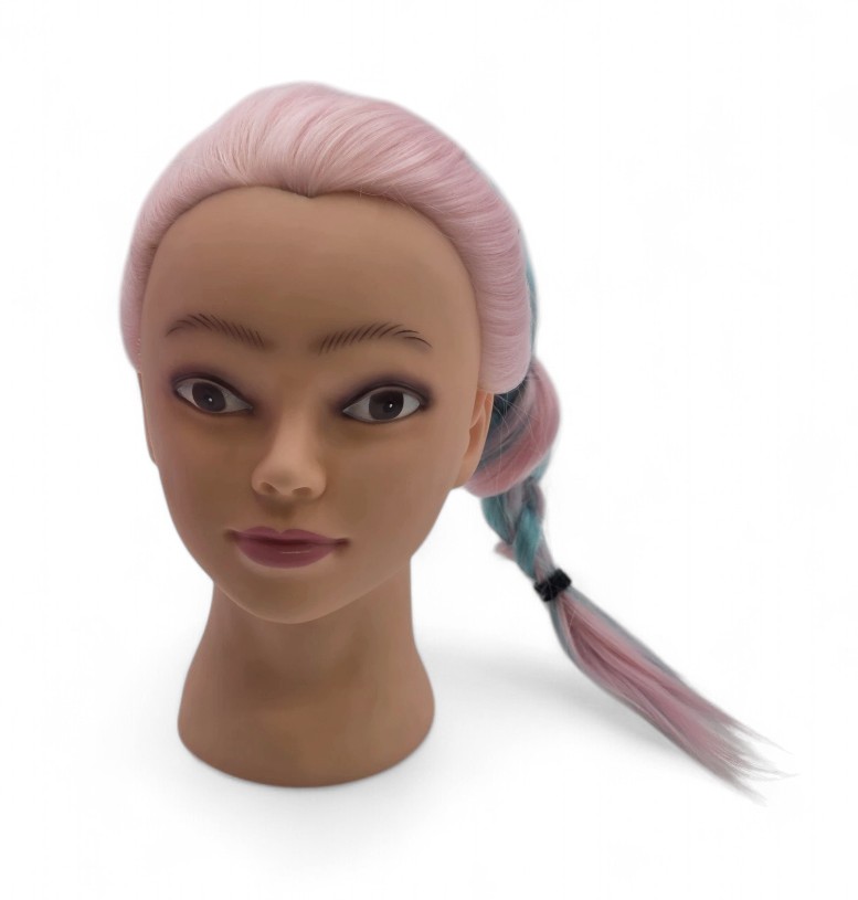FABA Mannequin Head with Pink & Blue Synthetic Hair