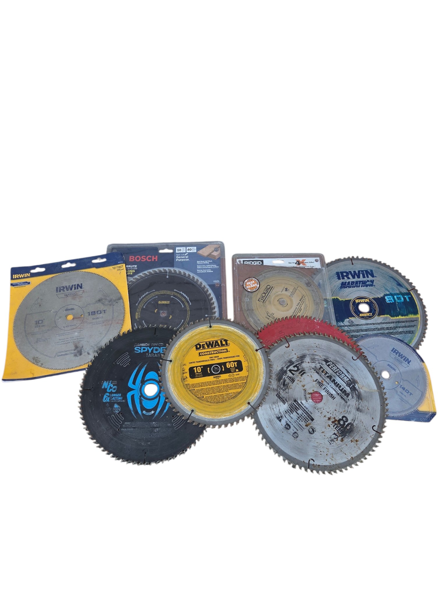 Circular Saw Blade Lot With DeWalt, Irwin, Bosch, Ridgid & Spyder Blades