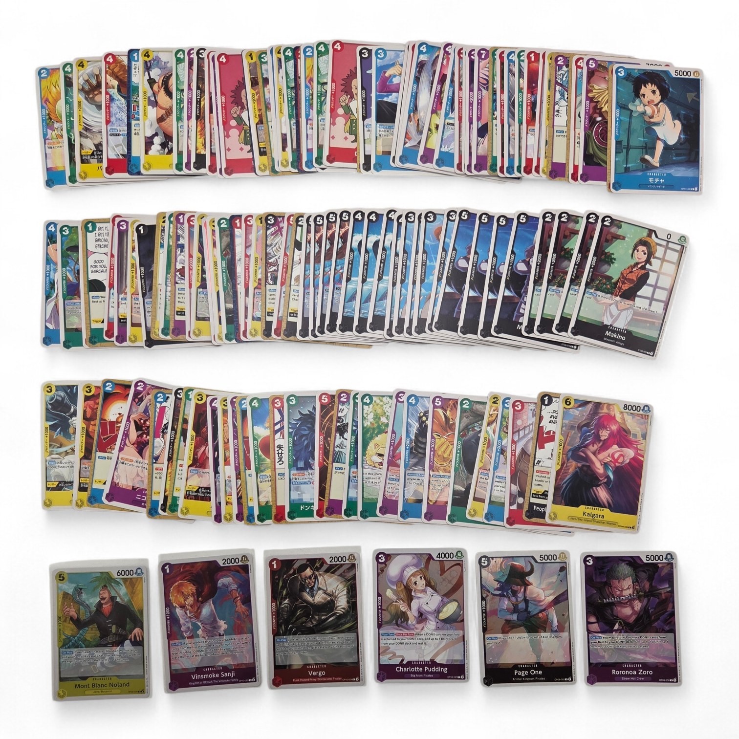 One Piece Card Game Lot  Foil & Character Cards, Roronoa Zoro, Vinsmoke Sanji, Kalgara, Page One
