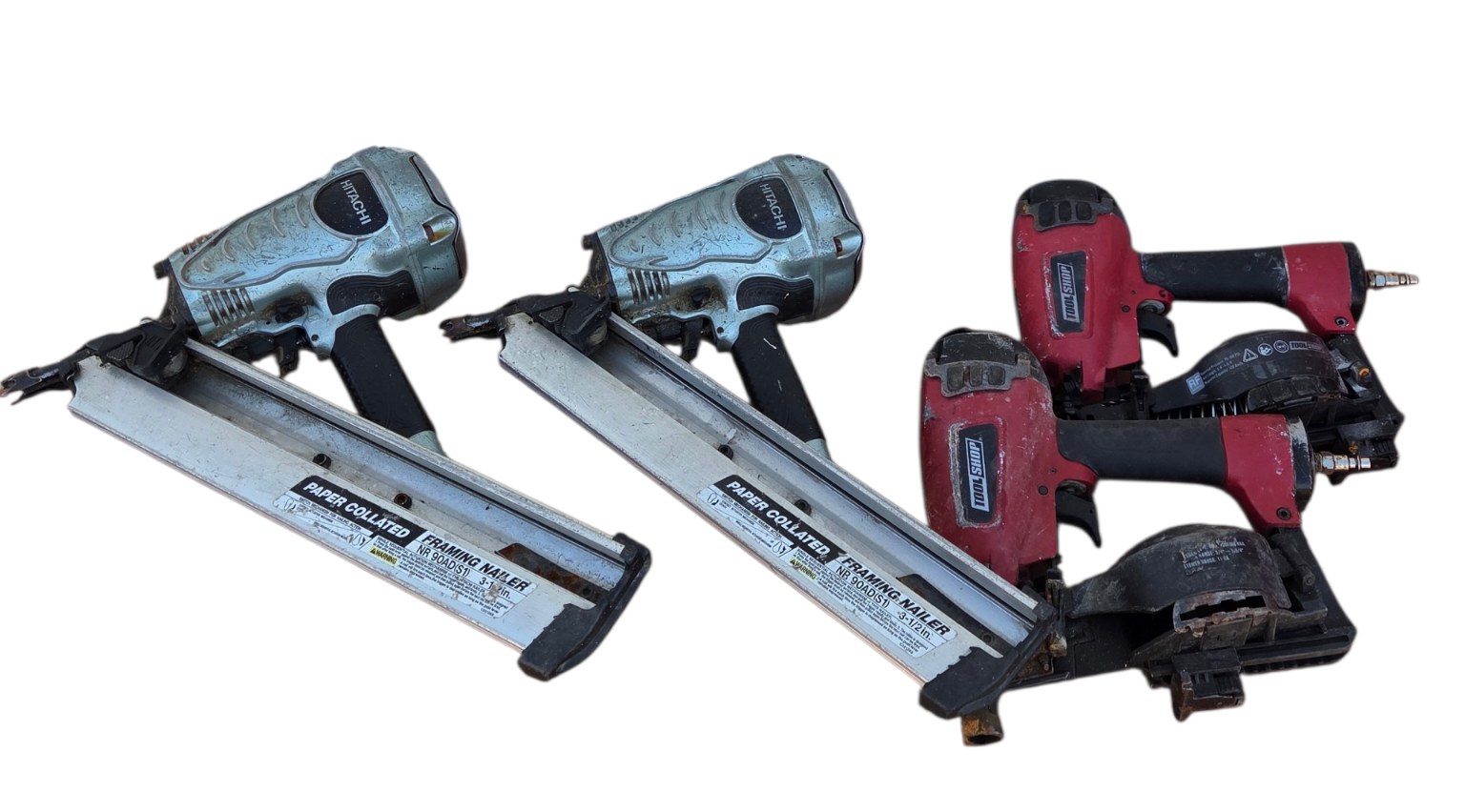 Hitachi Framing Nailers and Tool Shop Roofing Nailers Lot  Pneumatic Nail Gun Assortment