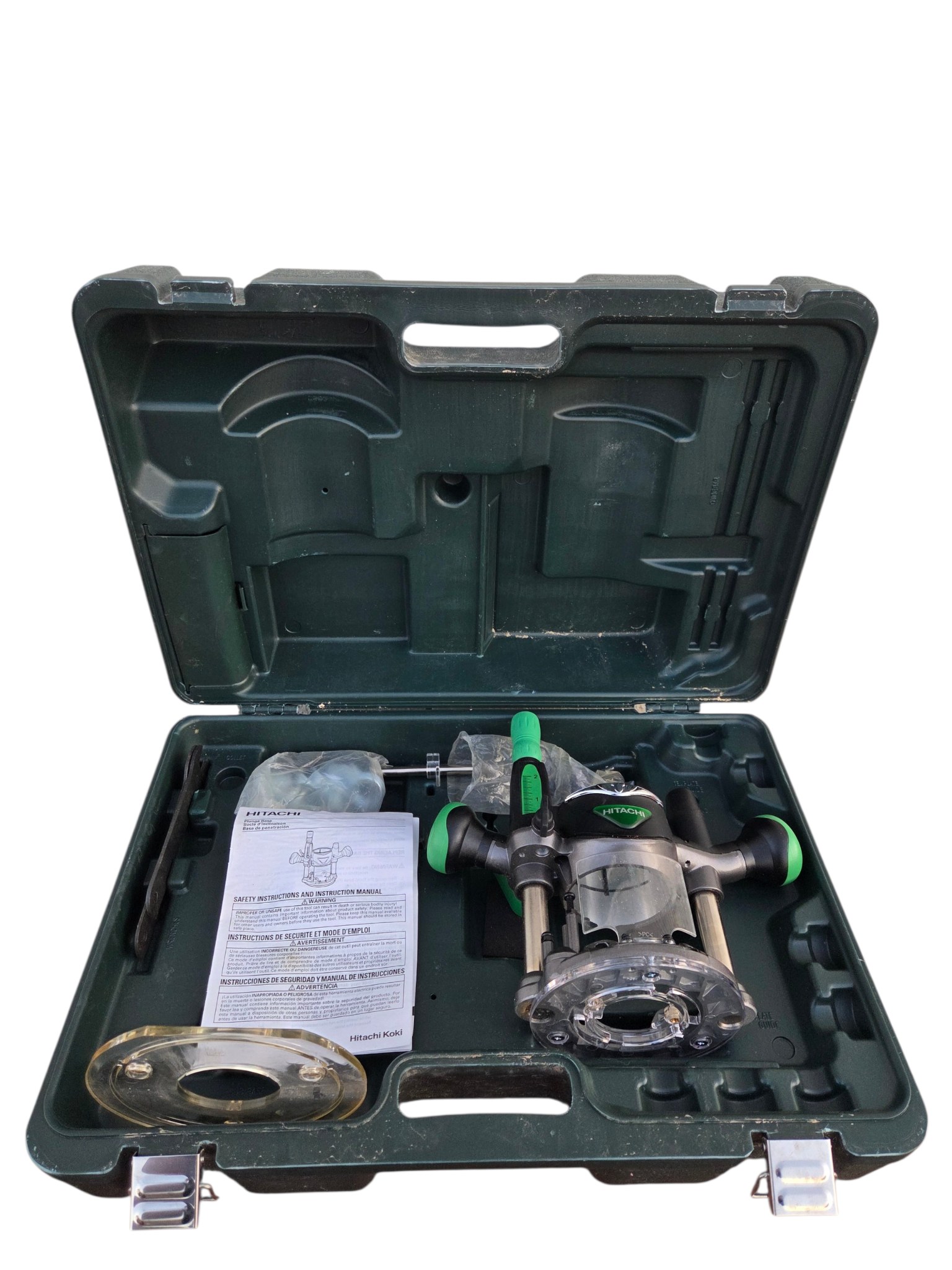 Hitachi Plunge Router Base with Case, Guide Plate & Manual