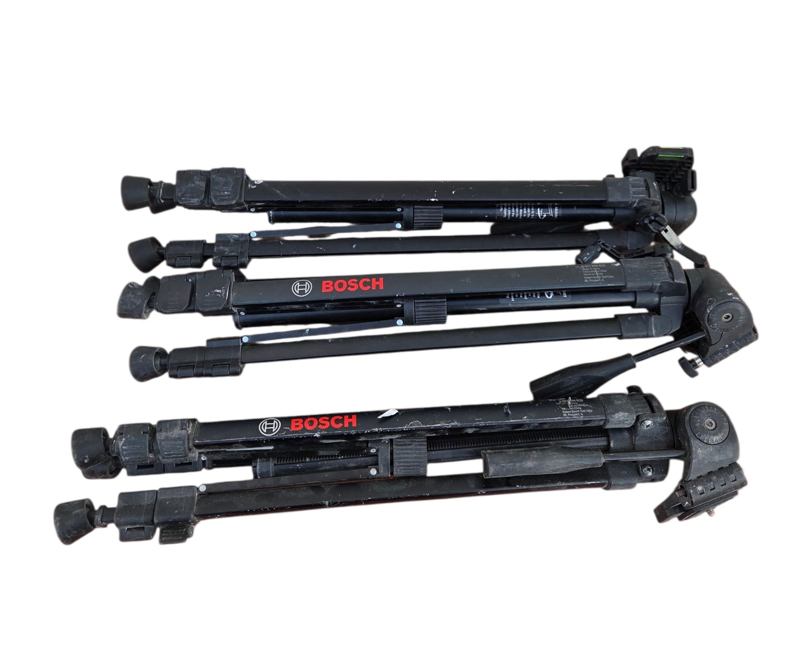 Lot of 3 Bosch Camera Tripods  Adjustable Black Tripod Stands