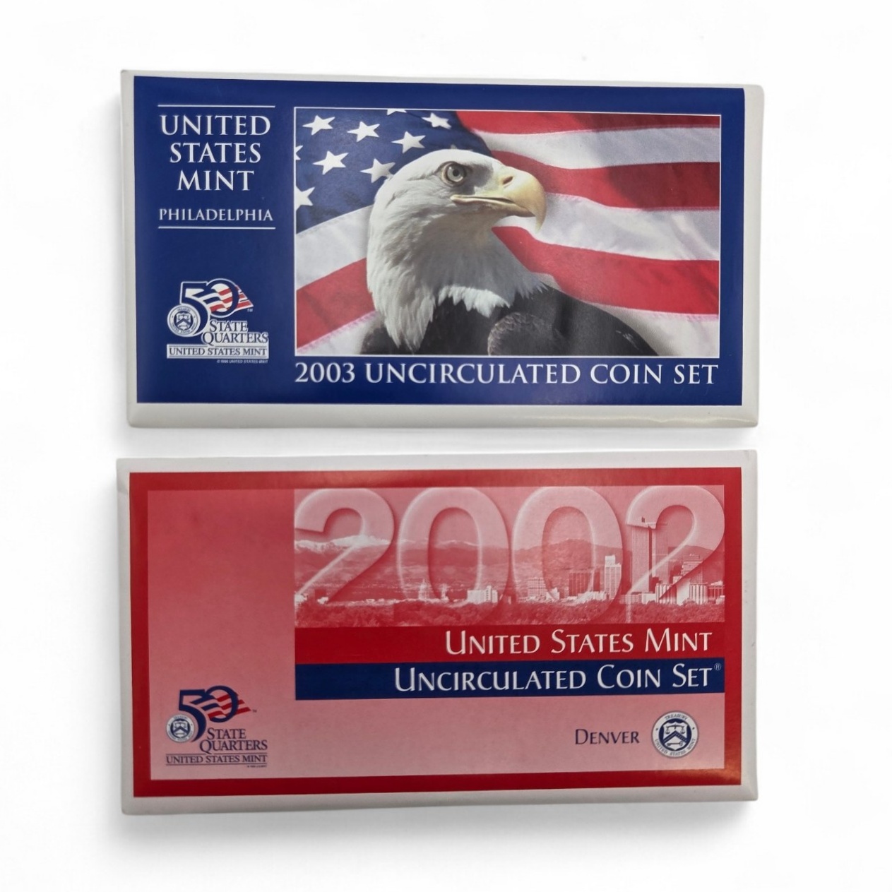 2002 & 2003 U.S. Mint Uncirculated Coin Sets with Certificates