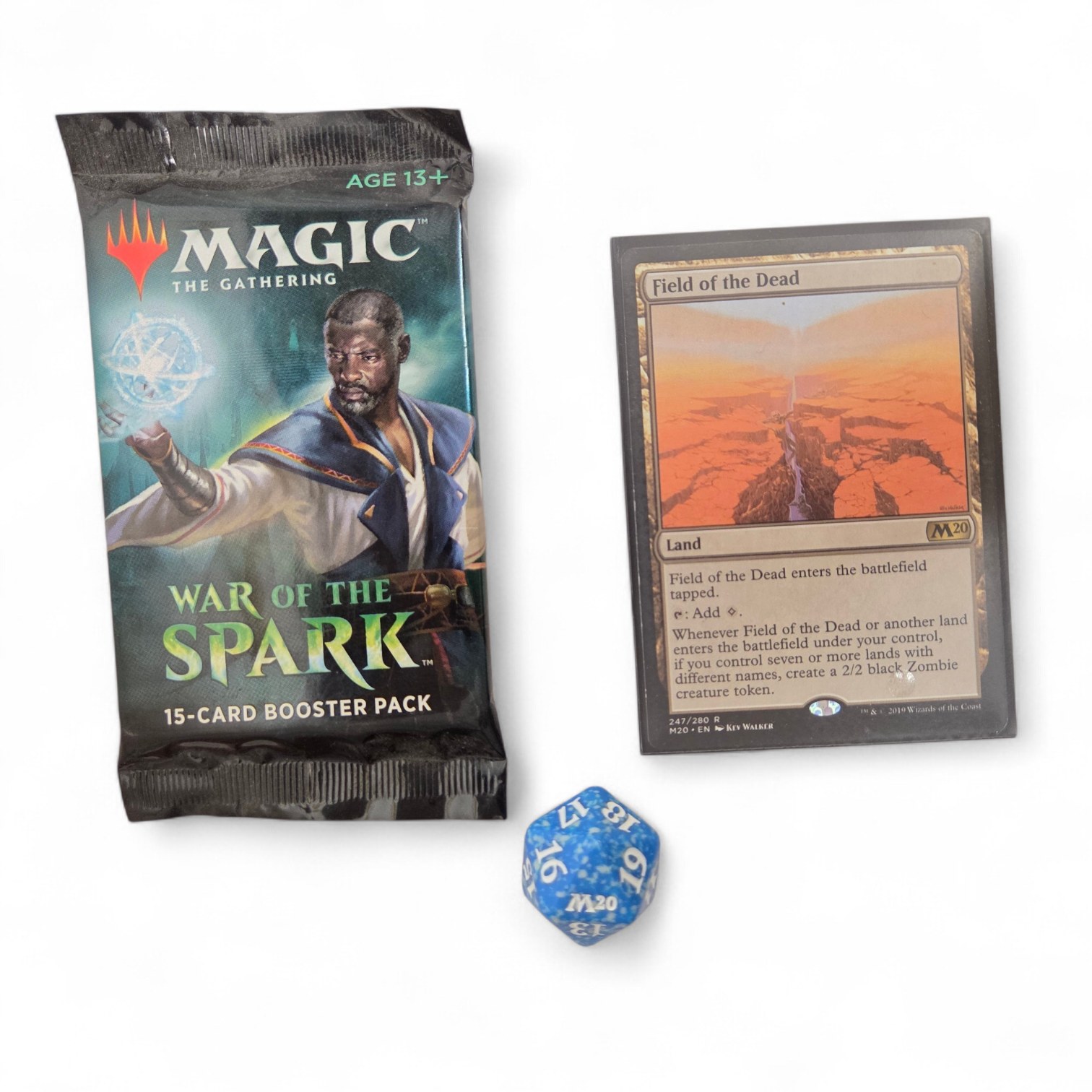 Magic The Gathering Field of the Dead M20 Rare Card with War of the Spark Booster Pack & Die