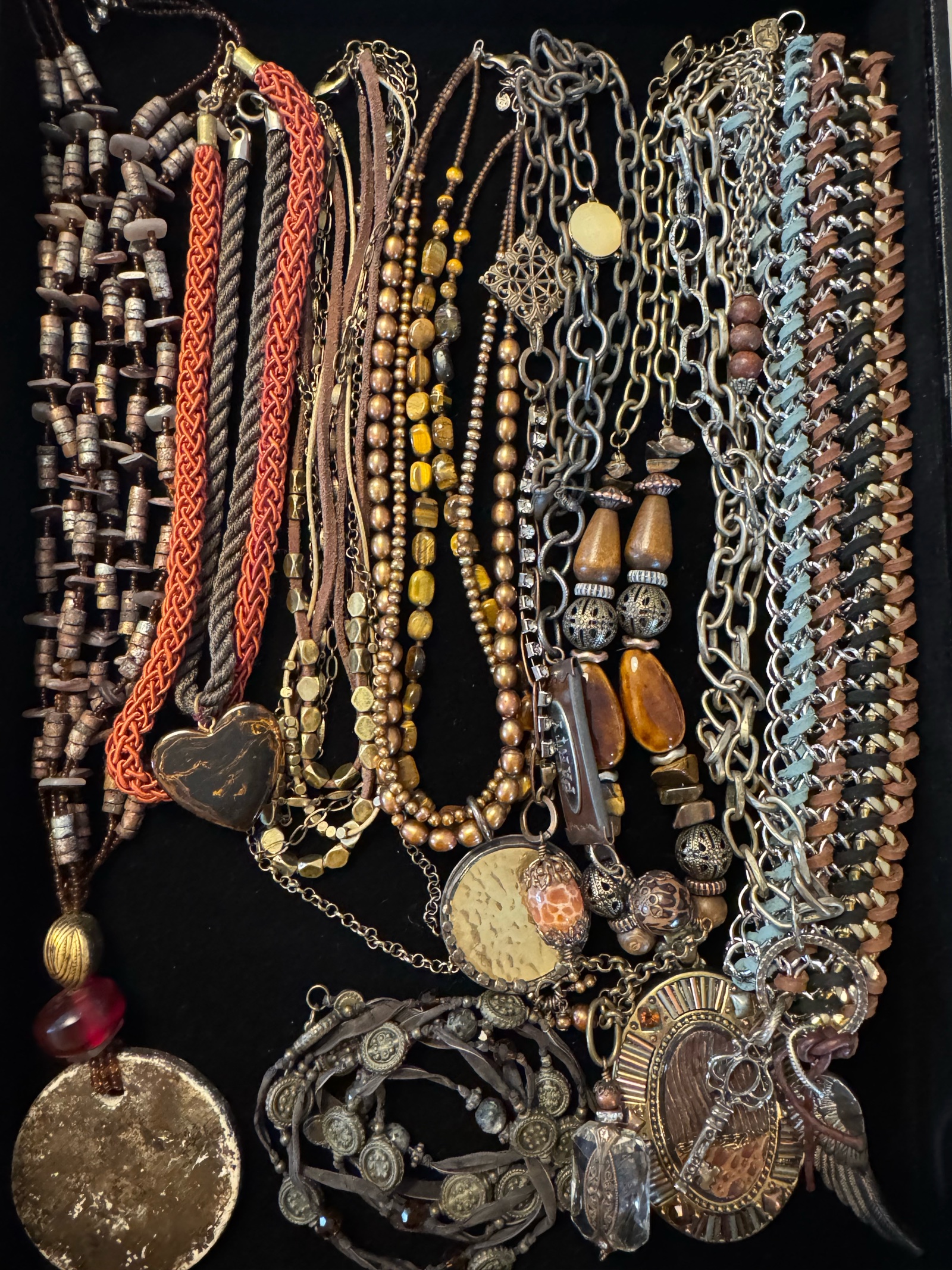Boho necklaces in earth tones