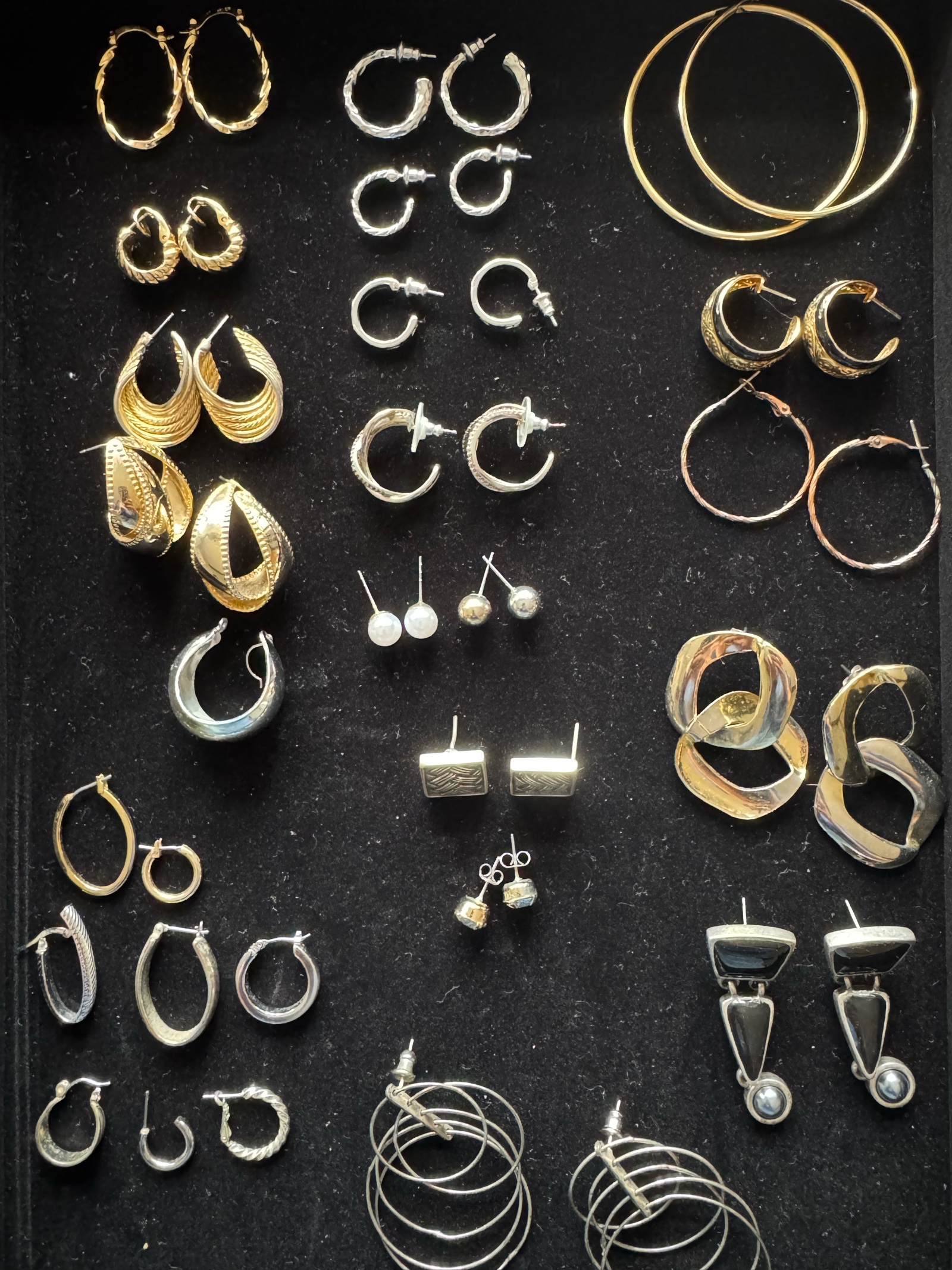Gold and silver earrings