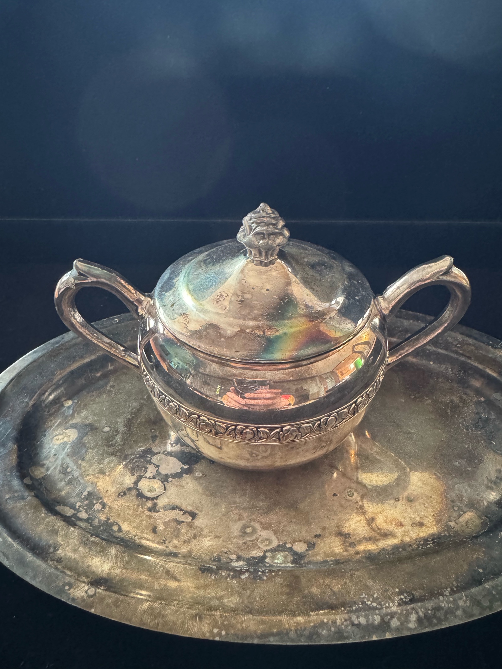 Rogers silver creamer with rose design