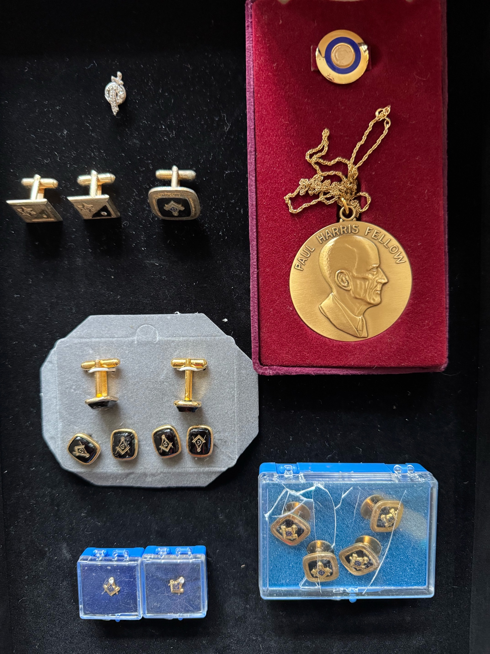 Cuff links and pins