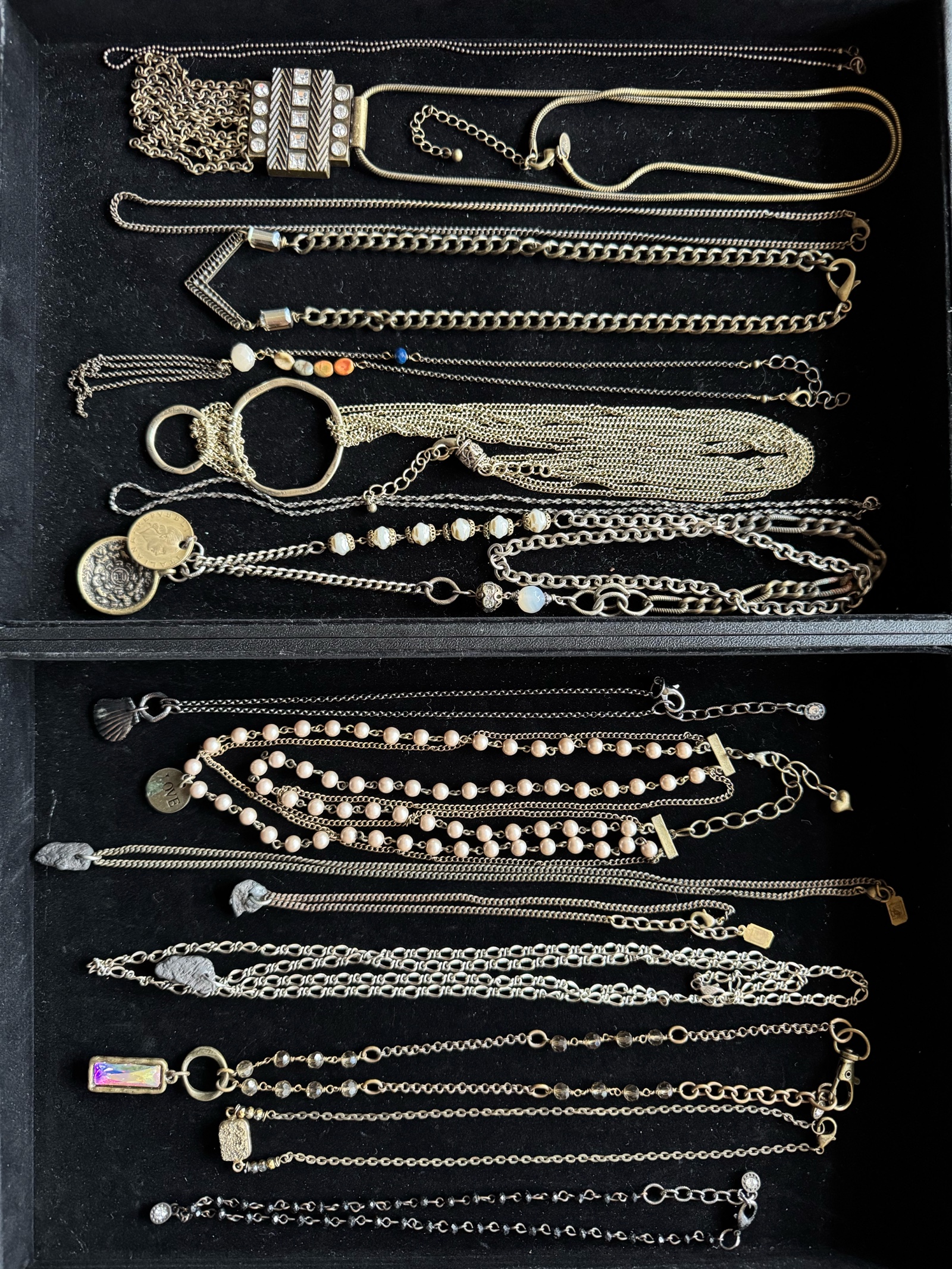 Gold and bronze necklaces
