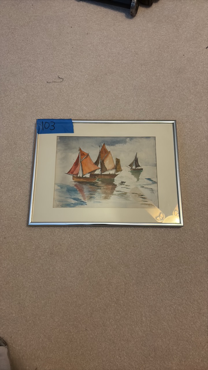 Framed Artwork of Coastal sailing boats