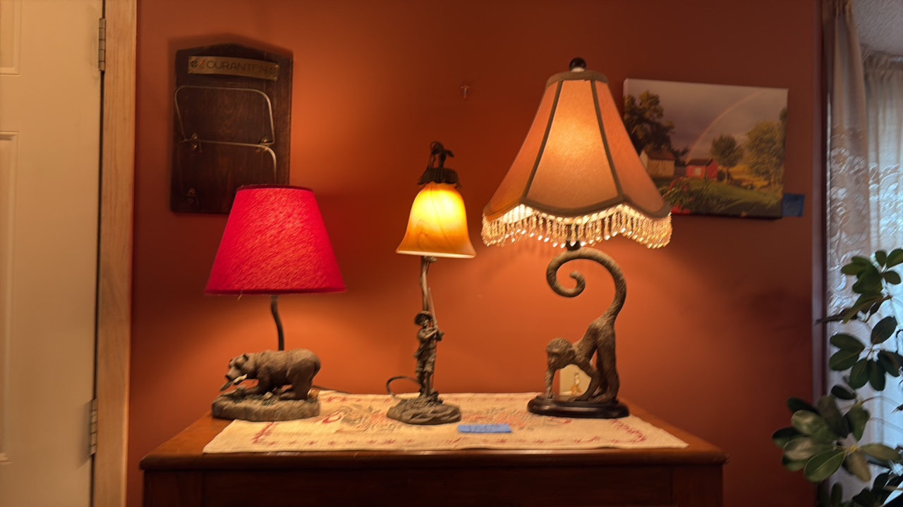 (3) Figural lamps Bear, boy, monkey