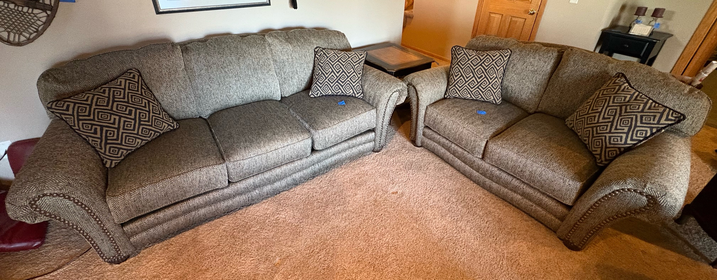 Upholstered Couch and love seat.