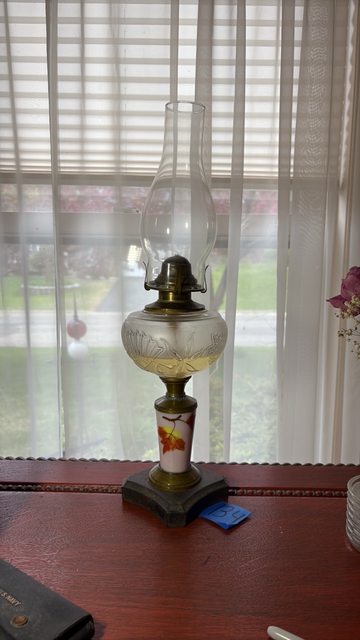 Vintage kerosene lamp, hand painted