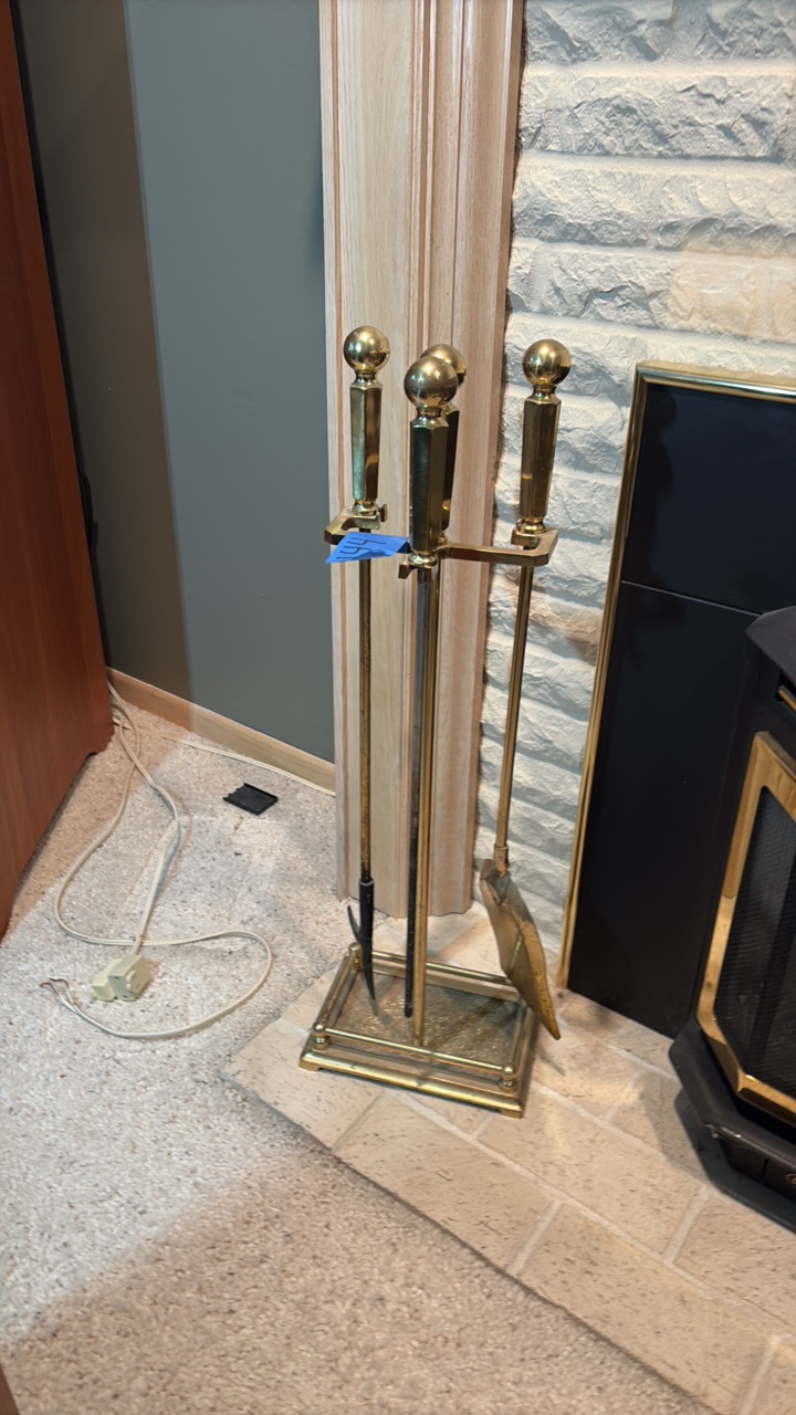 Brass fireplace tool set