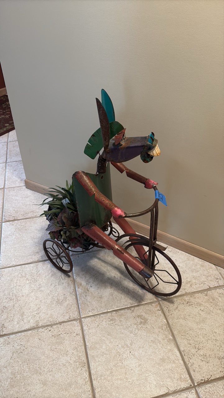 Metal Multicolor Donkey Tricycle Planter