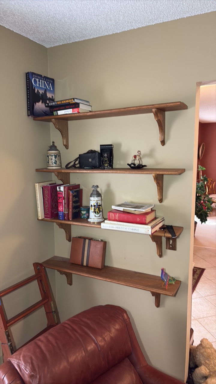 (4) wall mounted shelves with items included