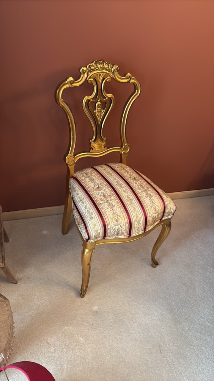 Gold painted upholstered seat chair