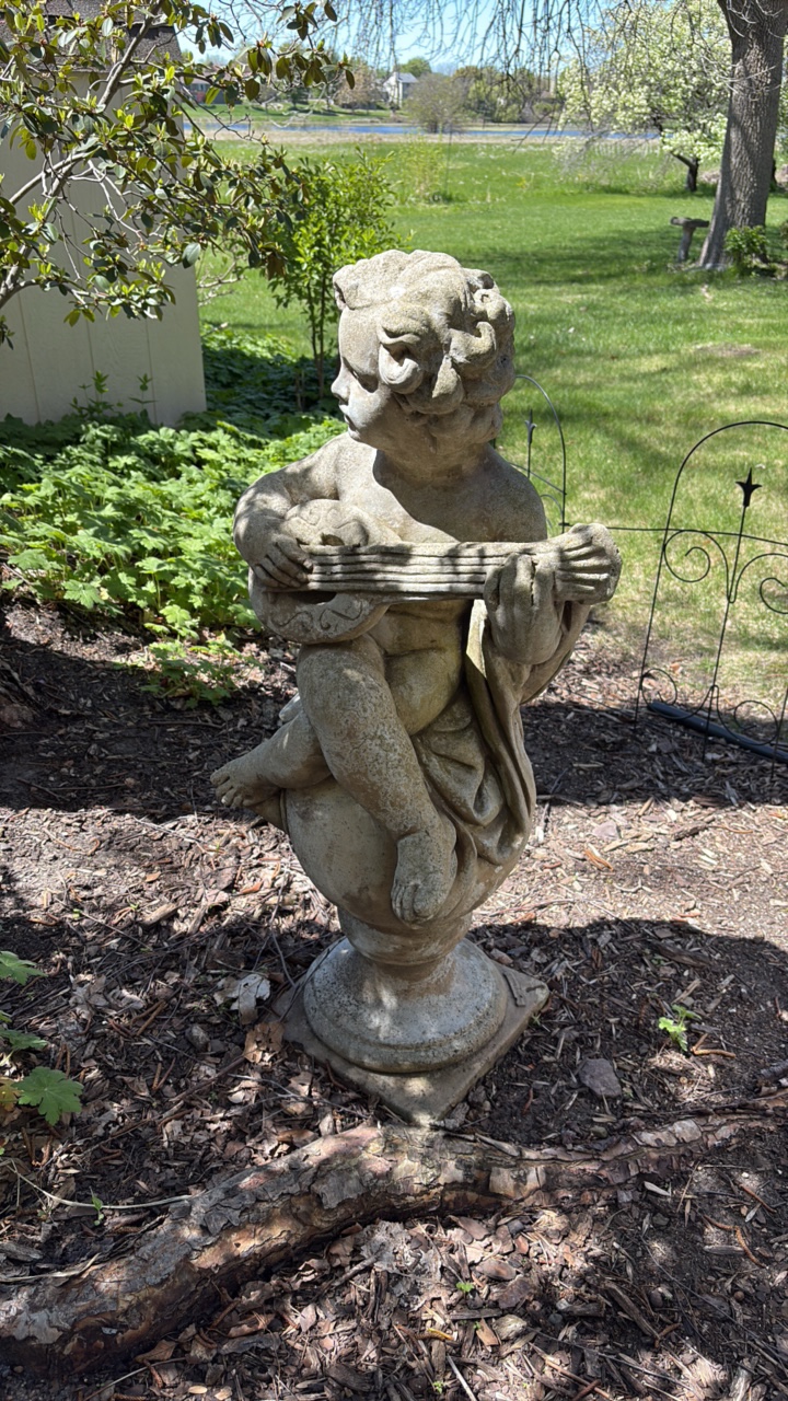 Lawn Sculpture holding a lute 3 foot H